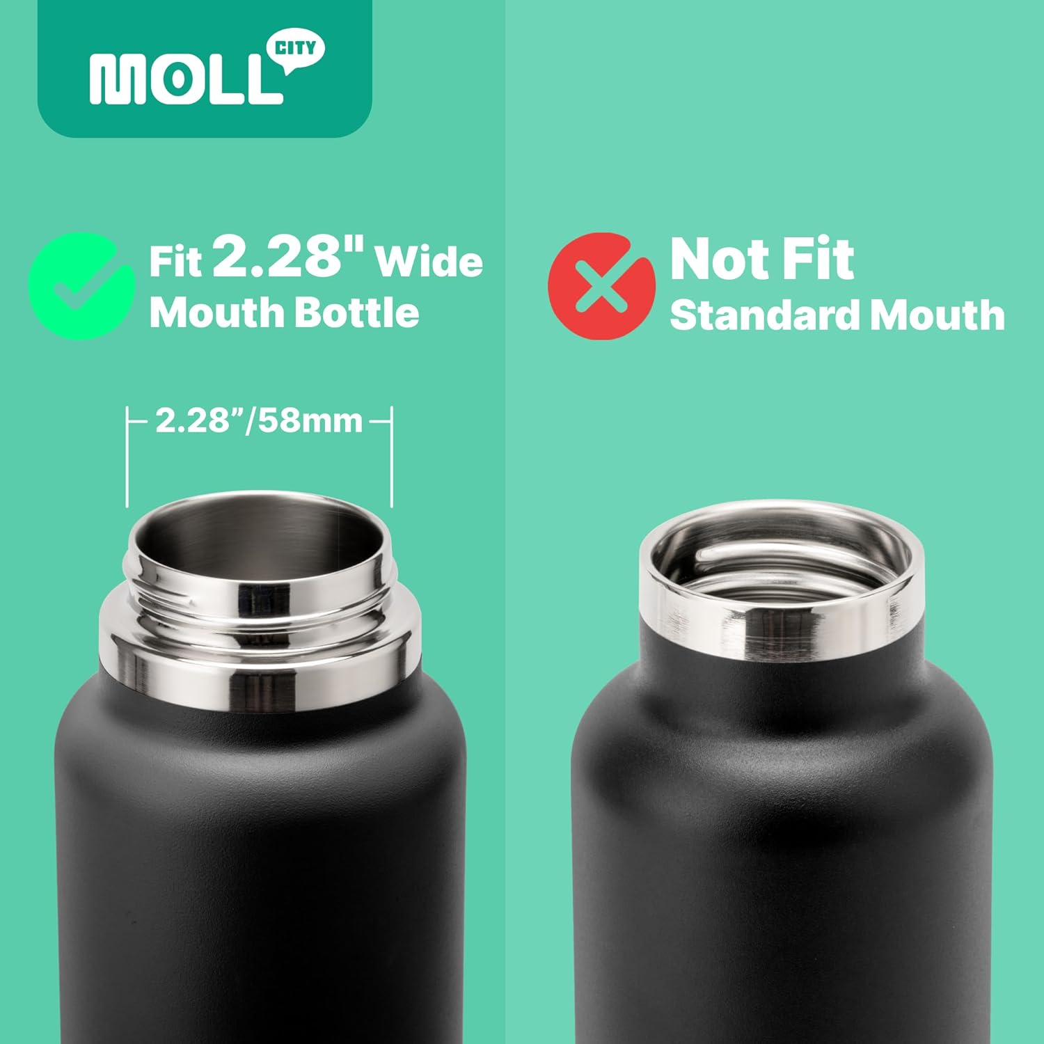 Water Bottle Lid Fit for Hydroflask & Takeya Wide Mouth Water Bottle 12 Oz 16 Oz 18 Oz 20 Oz 32 Oz 40 Oz-Top Replacement Lid, BPA Free image number 6