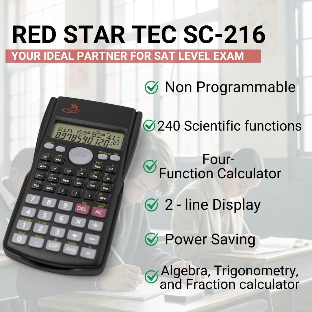Red Star Tec Scientific Calculator SC-216 - School Calculator for Students Scientific Non Graphing Calculator & Non Graphing Suitable for Business Use image number 2