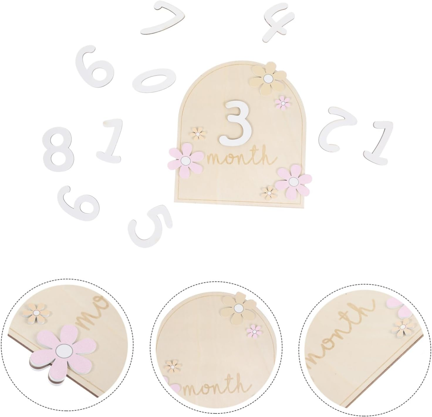 MERRYHAPY Wooden Door Sign Monthly Milestone Cards Milestone Markers First Year Party Craft Birthday Decor image number 5