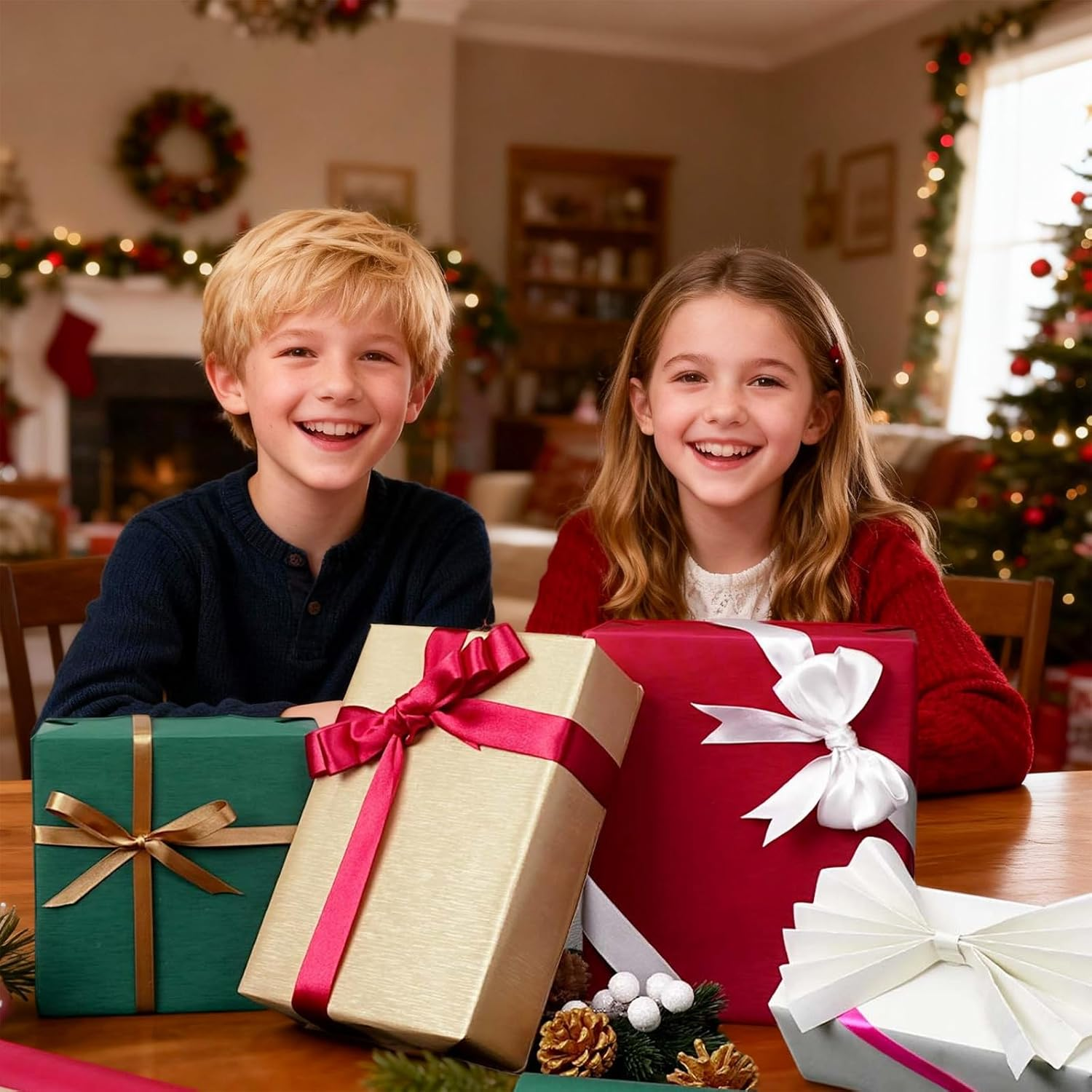 WRAPLA Green Kraft Wrapping Paper Roll &ndash; 43Cmx10M Solid Color Matte Paper, Textured Gift Wrap for Wedding, Birthday, Anniversaries, Graduation Gifts, and DIY Crafts(17Inx33Ft) image number 4