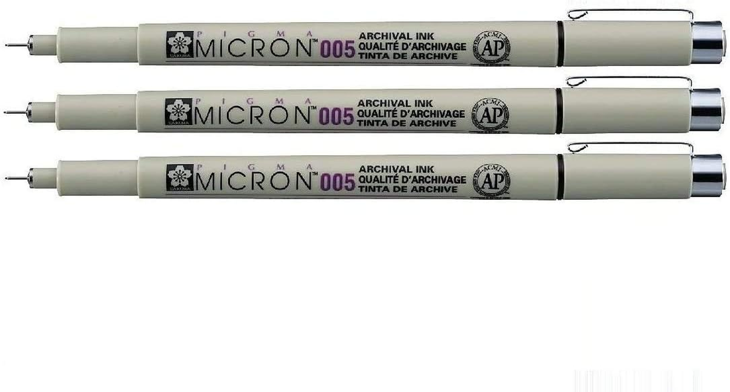 Pigma Sakura Micron 005 - Pigment Fineliners - 0.2Mm - Black [Pack of 3] image number 1