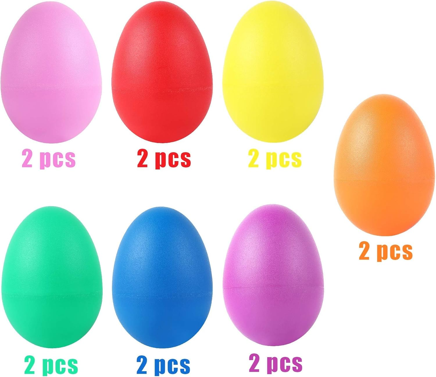 Augshy 14 PCS Plastic Egg Shakers Percussion Musical Egg Maracas Easter Egg Kids Toys (7 Colors) image number 5