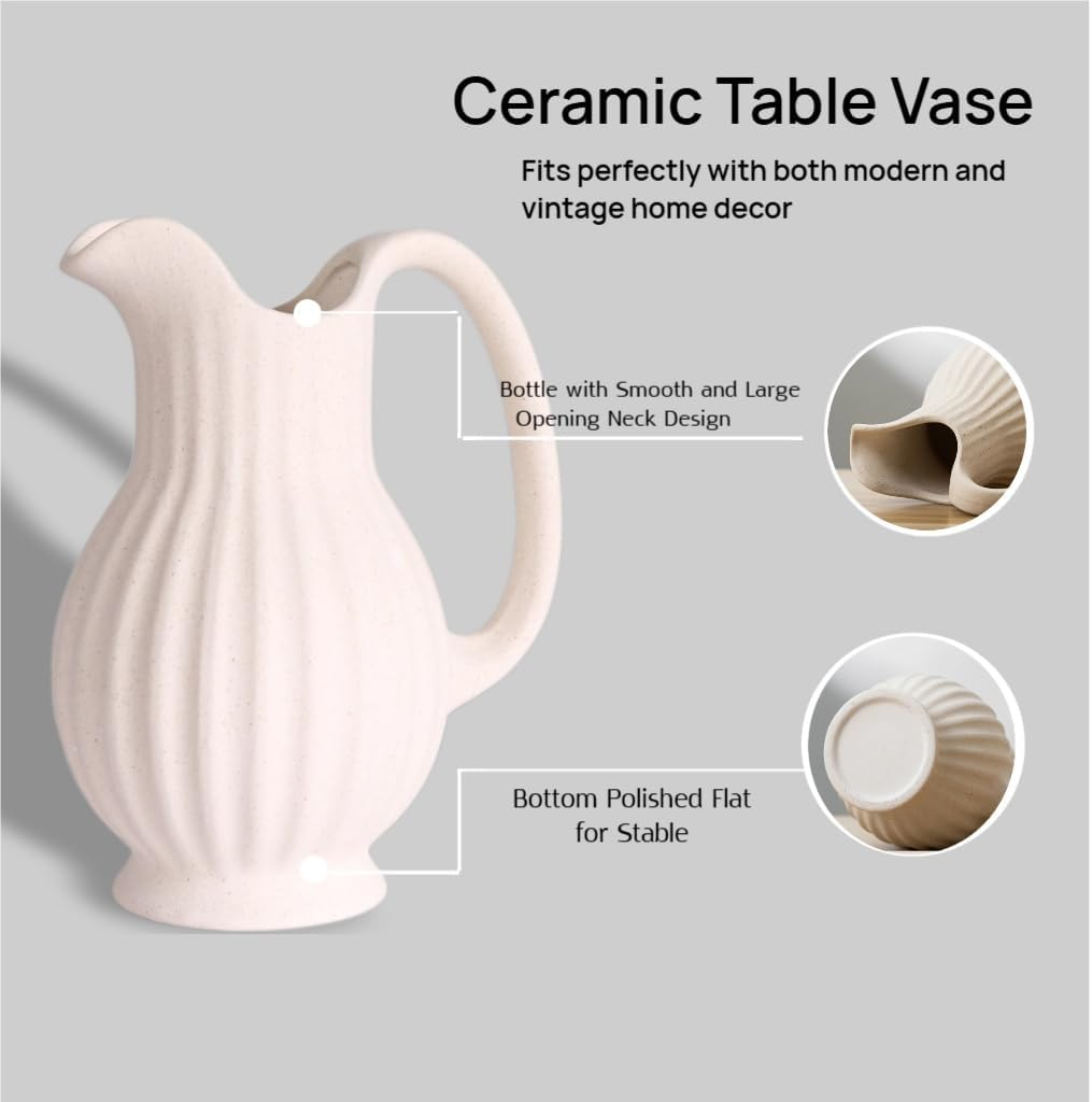 BRMM MIA Ceramic Vase, Nordic Modern Boho Ins Style Decorative Ceramic Aesthetic Flower Vase for Home Decor (Cup Shape) image number 4