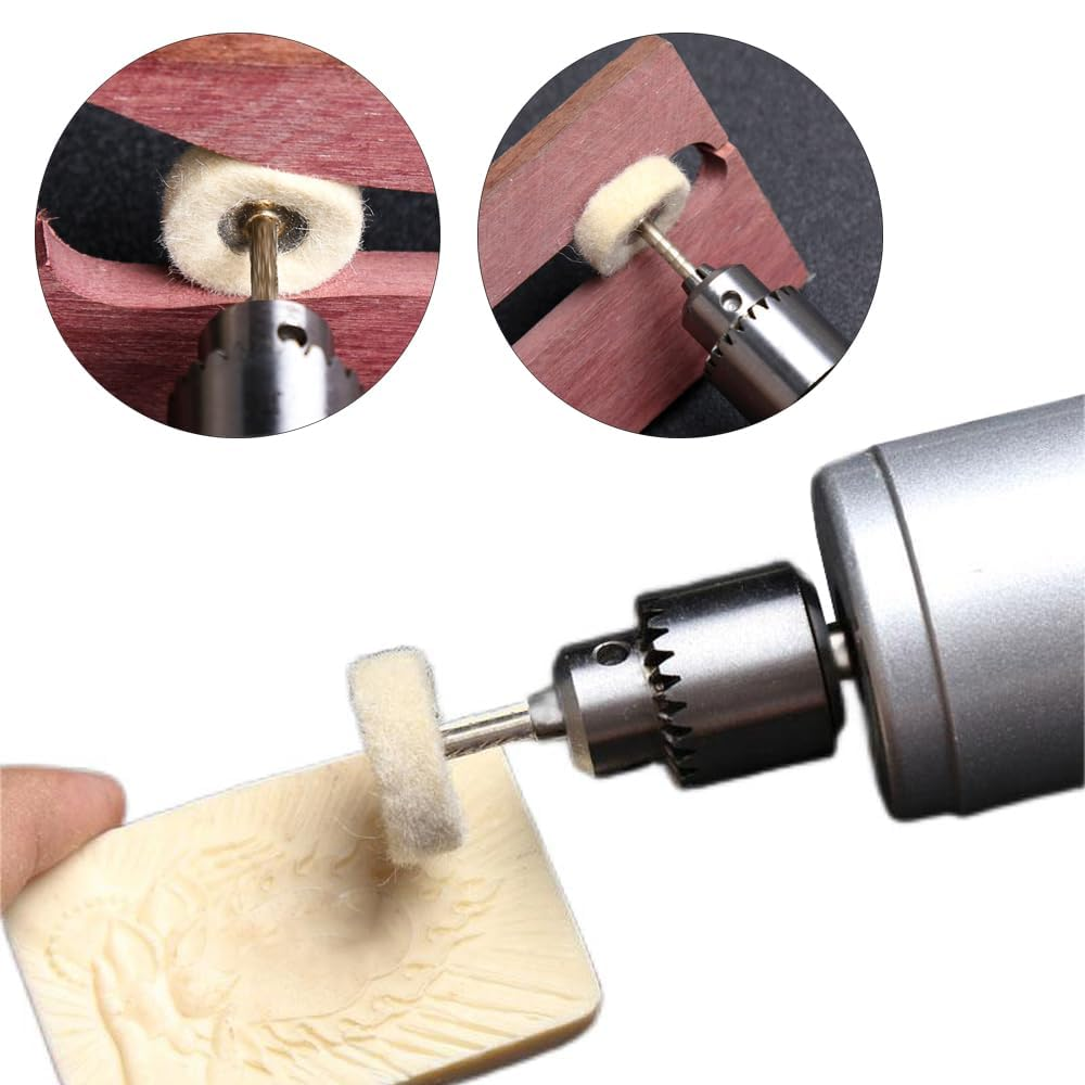 MJIYSGS 10Pcs T Shape Felt Polishing Buffing Wheel with Shank Wool Felt Polishing Pads for Burs Rotary Tool Drills Watch Jewelry (Shank 3Mm, Head OD 25Mm) image number 6