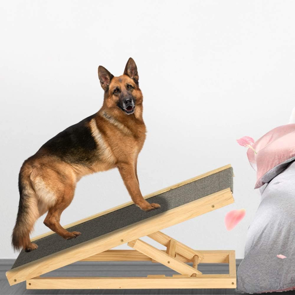 Ramp for Dog, for Cat Stair with Non-Slip Carpet Can Support 150Kg, Adjustable from 30Cm to 40Cm, Fold Ramp for Cars, Bed and Sofa