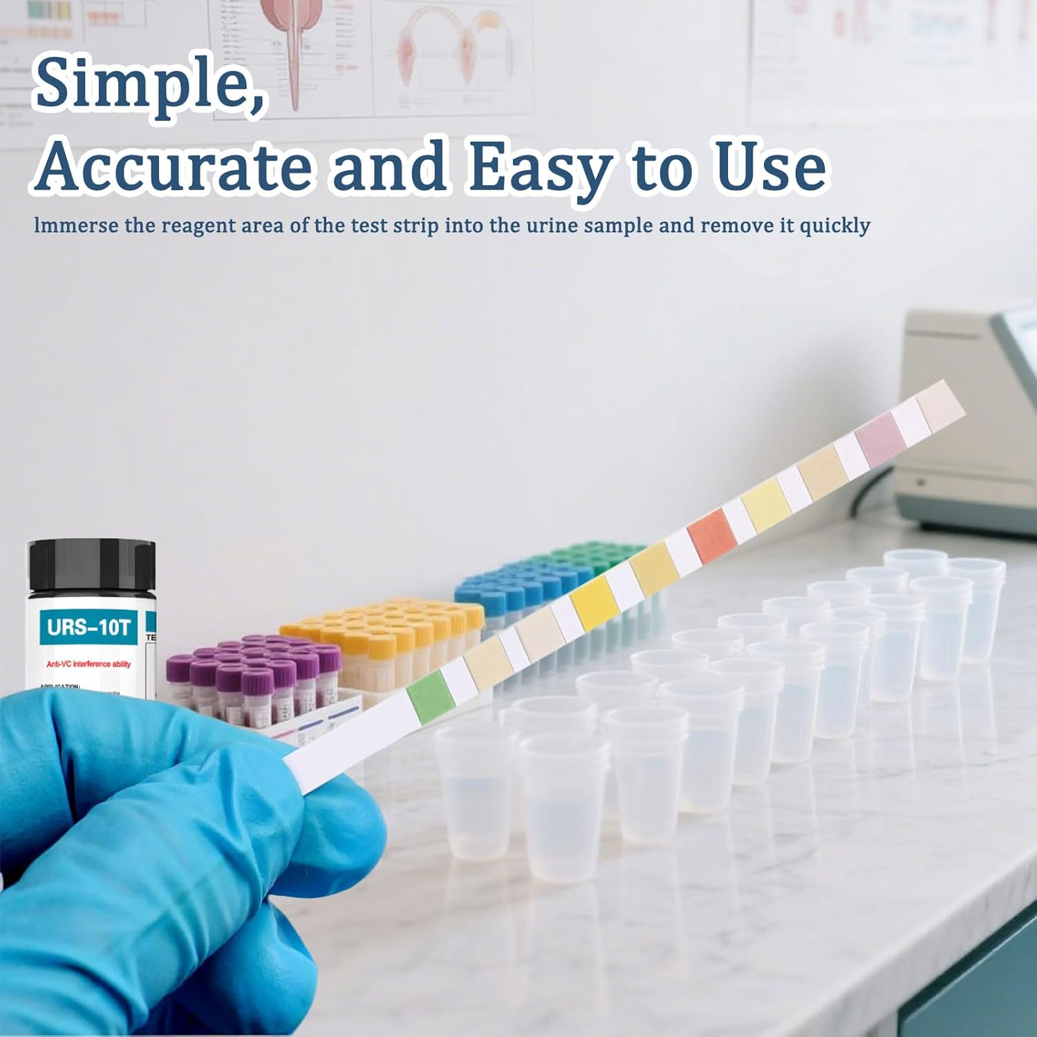 100Pcs Ketone Test Strips, URS-10T Urine Analysis Uti Test, Urine Test Strips, Home Test Stick Kit, for the Analysis of Nitrite and Ph in White Blood Cells, Monitoring Health Status image number 6