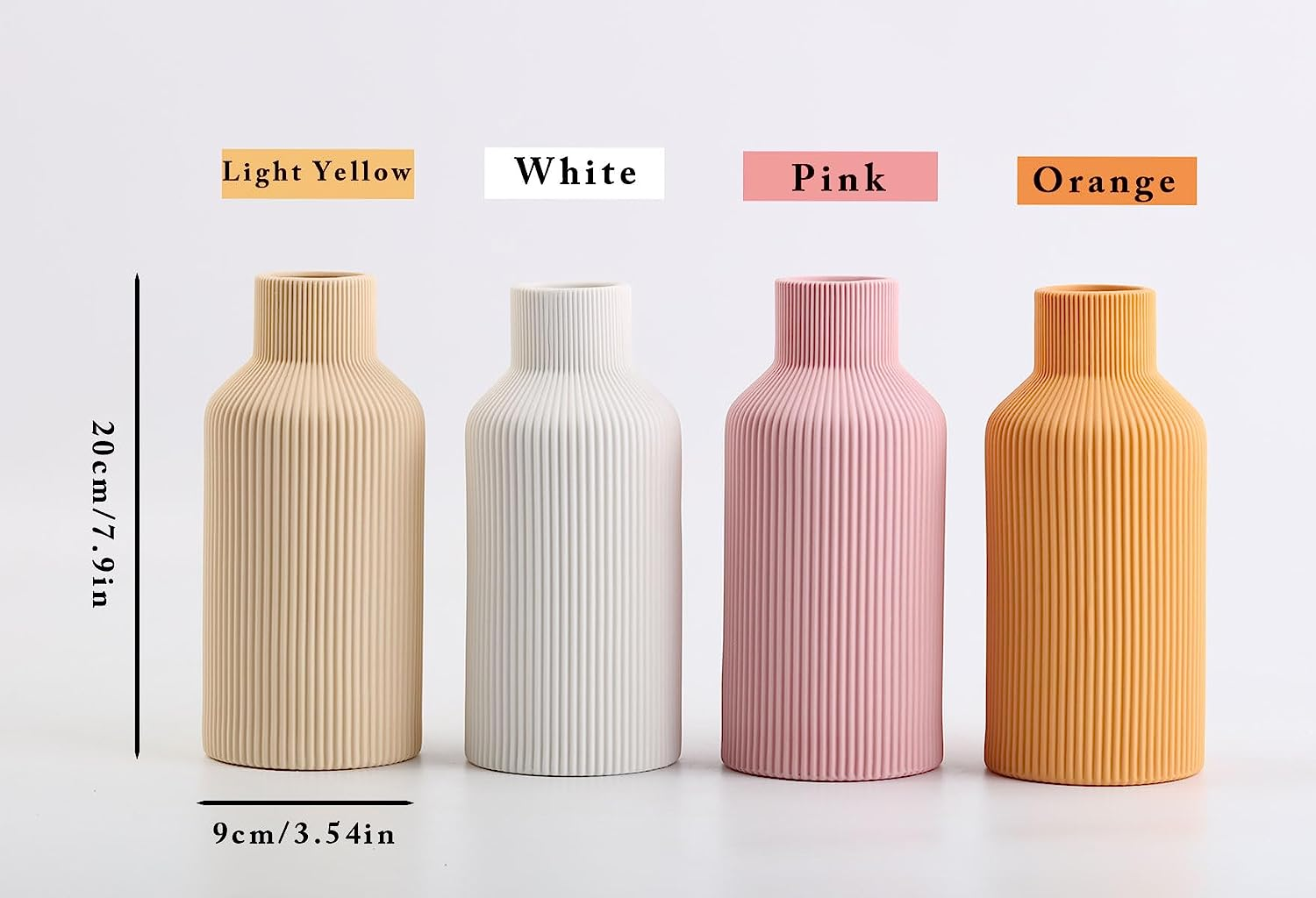 White Ceramic Flower Vase, Minimalist Modern Home Decor, Small Pampas Grass Vases for Table, Shelf Bookshelf, Mantel, Entryway and Centerpieces (8 In) - Orange image number 5