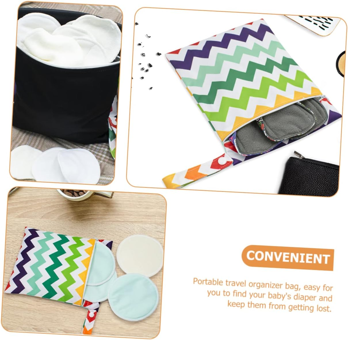 3Pcs Portable Diaper Bag Reusable Zipper Pouches for Boy Girl Supplies Convenient Storage for Wet Dry Diapers for Outdoor Travel Organizing image number 3