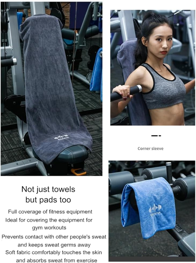Set of 2 Sports Towels 95 X 40 Cm Microfiber Fast Drying Fitness Sweat Towels Gym Towel with Fixation Fitness Towel for the Gym with Cover Non-Slip Function Quick Dry Towel (Light Blue + Light Gray)
