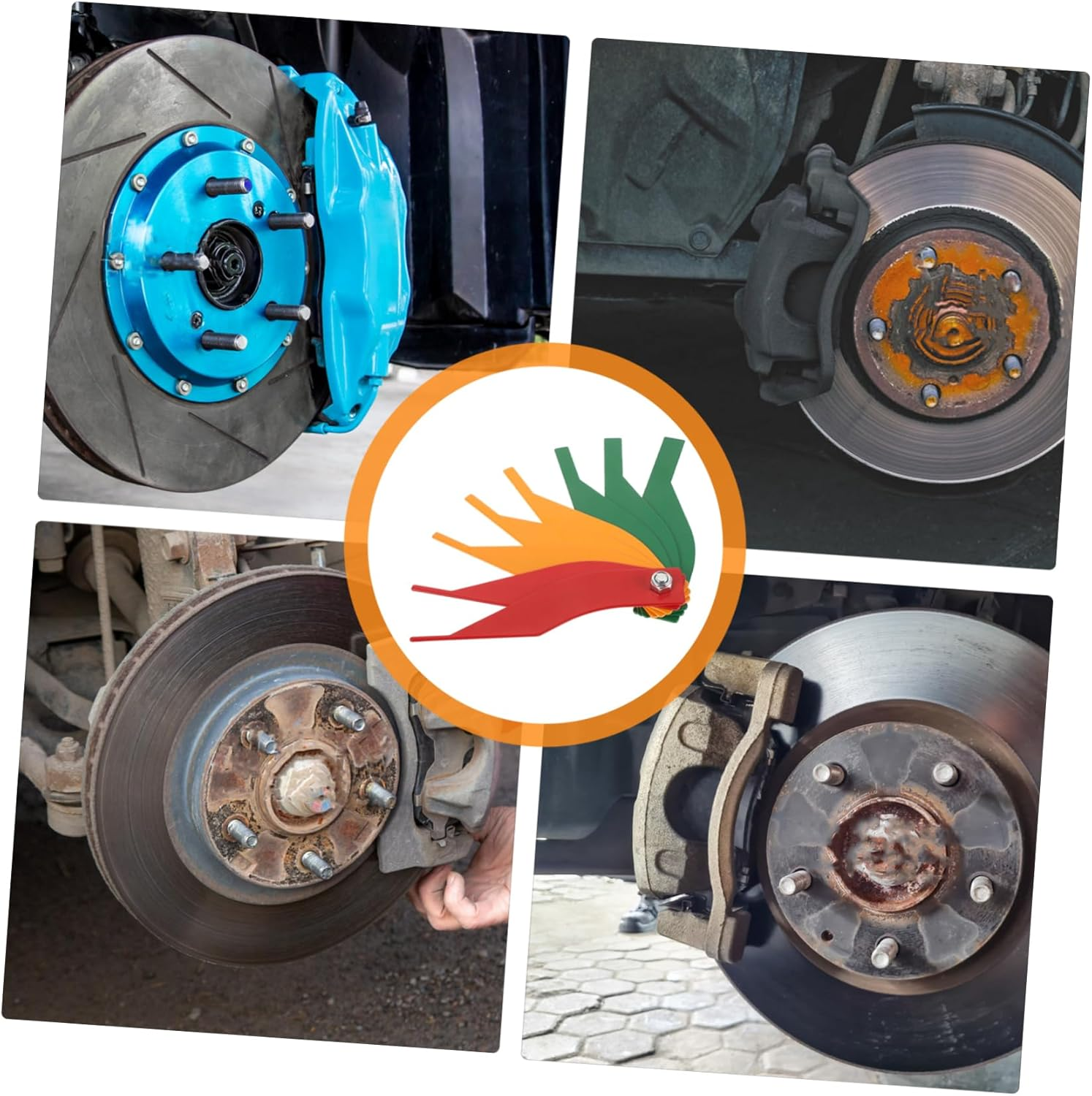 Generic 1 Set Automotive Measuring Tools Brake Pads Brake Drum Measuring Tool Brake Thickness Gauge Brake Tools Brake Fluid Test Strips Brake Lining Thickness Gauge Brake Pad Gauge Steel image number 1