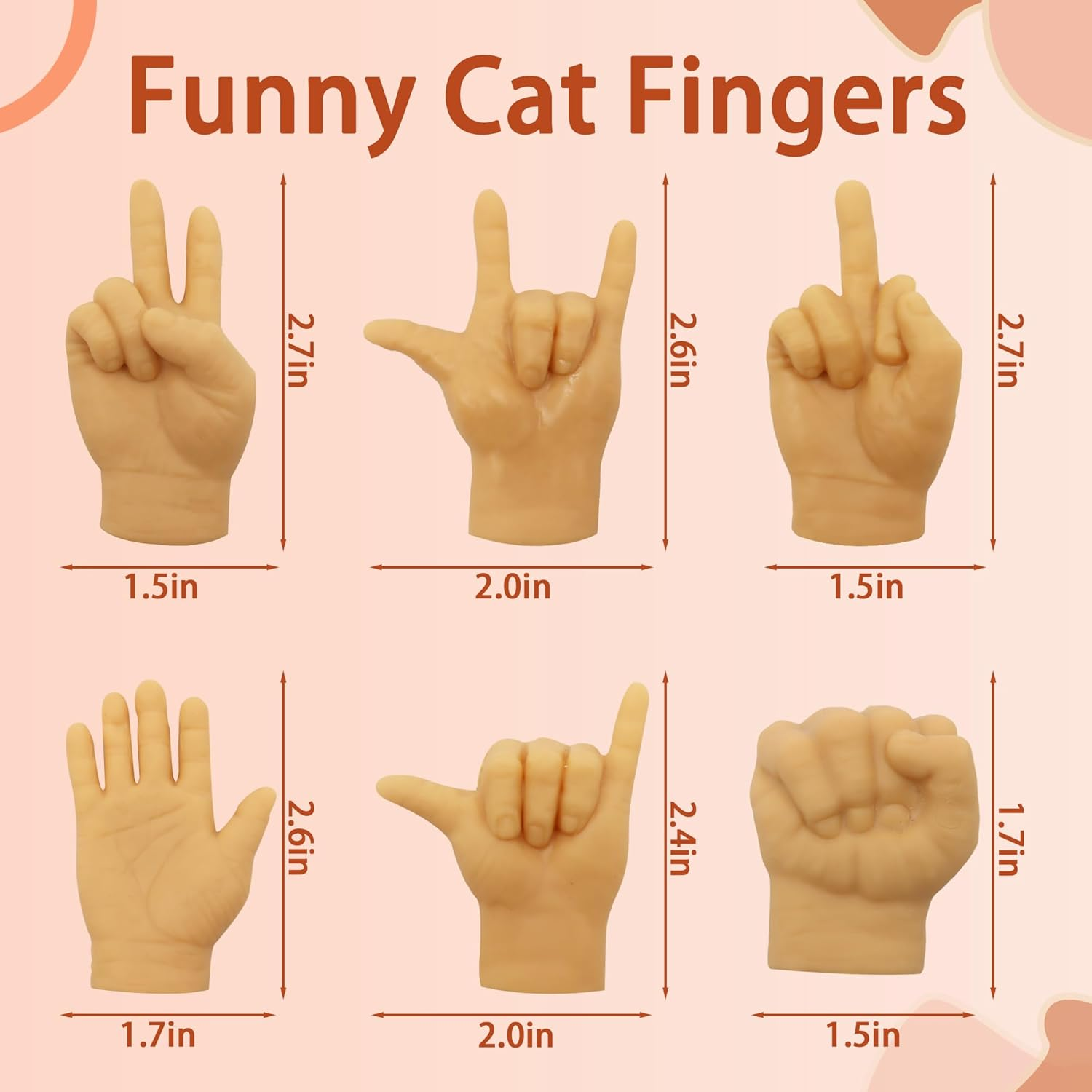 6PCS Tiny Hands for Cats, Funny Little Hands for Cats, Rubber Finger Puppets for Cat Paws, Little Hands for Fingers, Stretchable Mini Hands for Cats, Cat Interactive Toy image number 3