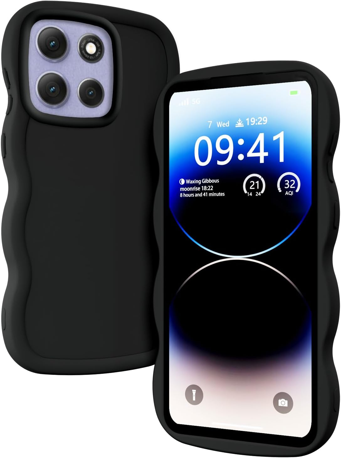 XINYEXIN Liquid Silicone Case for Motorola Edge 60 Fusion/Edge 60, Waves Curly Shape Cute Soft Shockproof Mobile Phone Protective Case - White