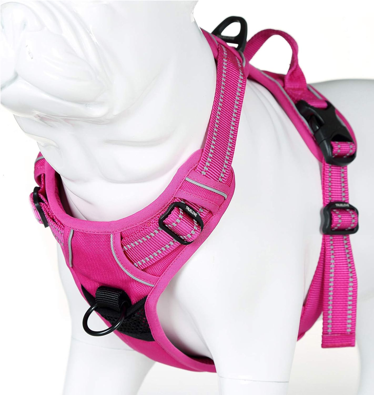 (Large, Purple) - JUXZH Soft Front Dog Harness .Best Reflective No Pull Harness with Handle and Two Leash Attachments