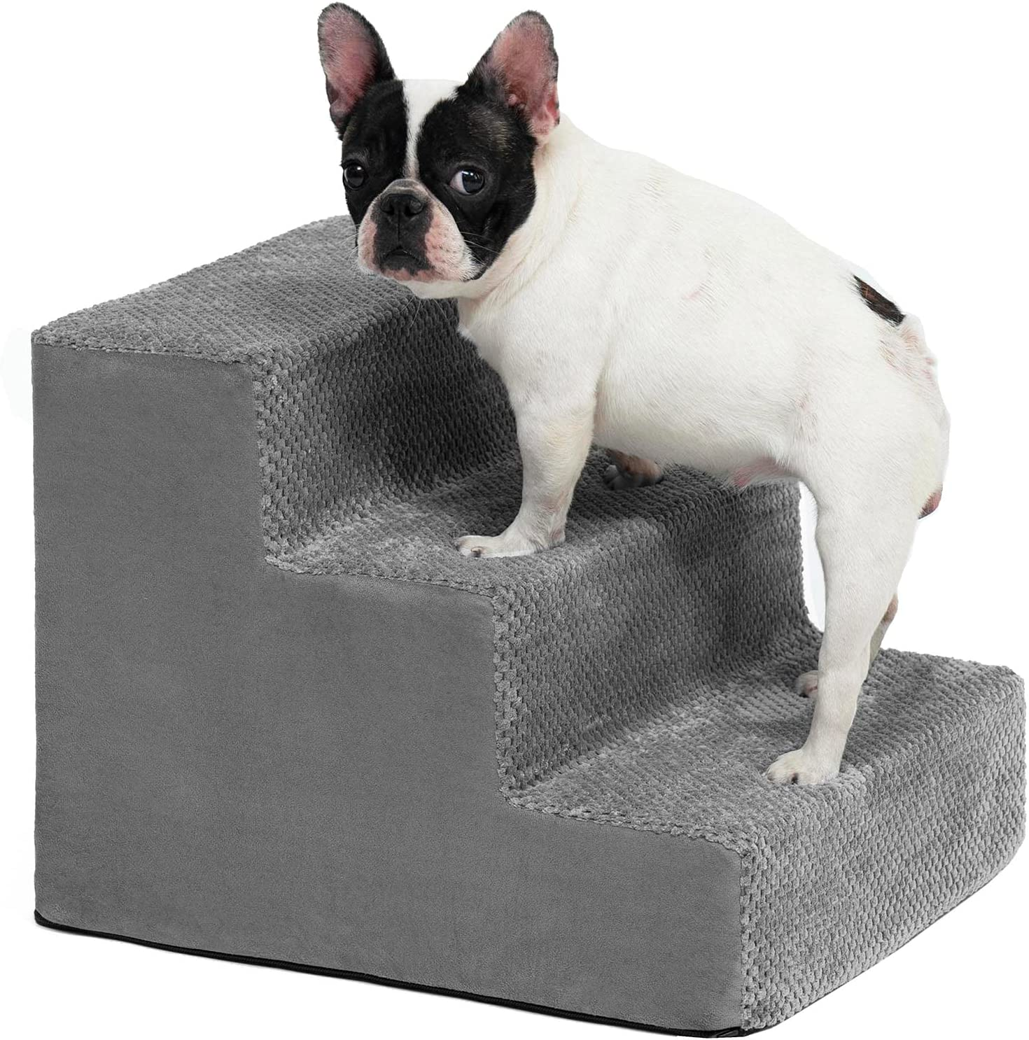 Portable Dog Stairs, Pet Stairs 3-Step Anti-Slip Rubber Bottom Memory Foam Dog Steps with Removable Washable Cover for Smaller & Elder Pets, Sturdy Steps for Dogs image number 2