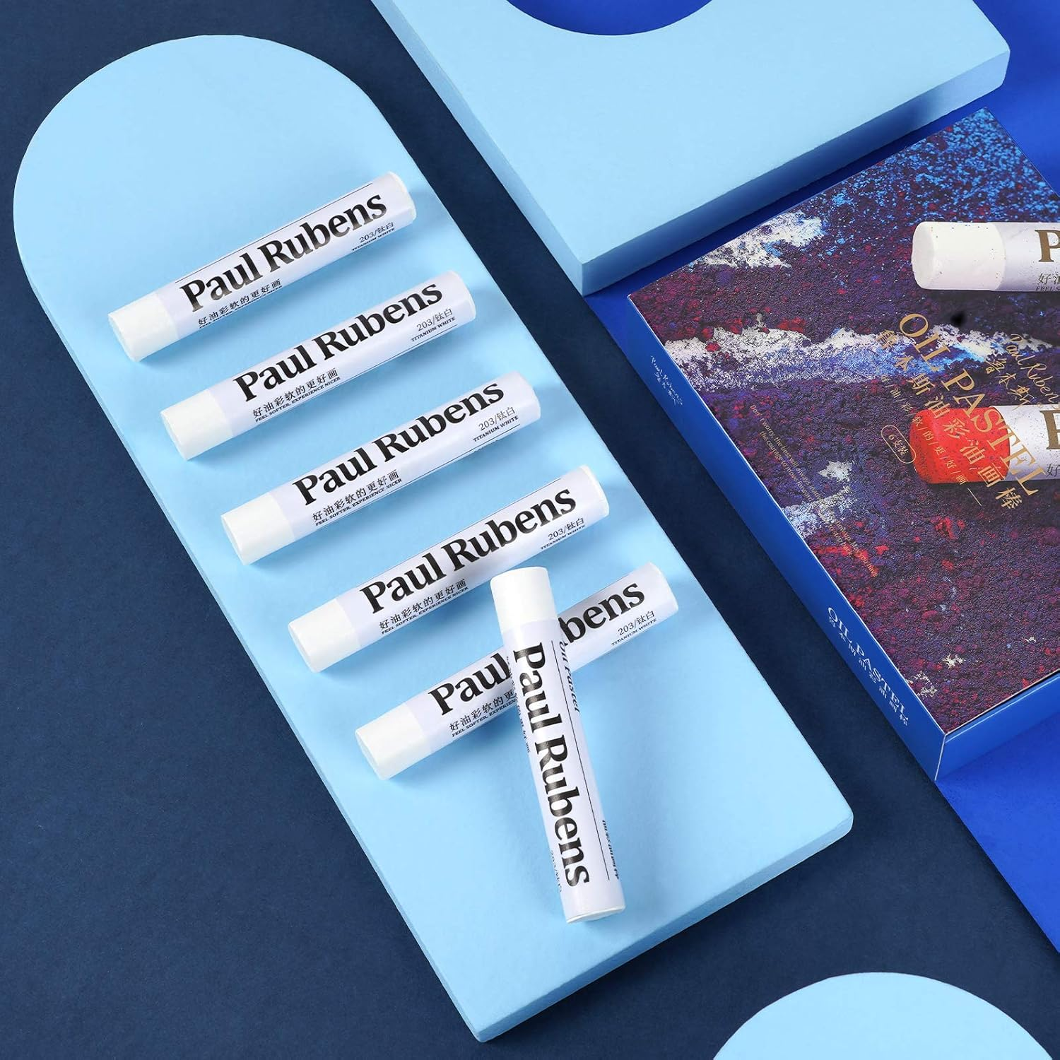 Paul Rubens White Oil Pastels (6-Pack) - Ultra-Soft & Blendable - Perfect for Clouds, Waves, Snow Highlights and Color Mixing - Pastel Sticks for Painting Techniques image number 4