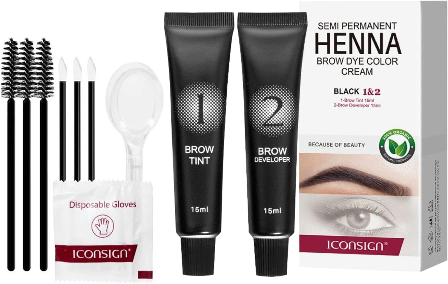 30Ml Eyelash and Brow Dye Kit,Professional Eyelash & Brow Dye Cream with Complete Tools for Salon or at Home Use, Natural Ingredients Long-Lasting Waterproof Quick Drying Safe & Easy to Use Makeup Kit (Black)