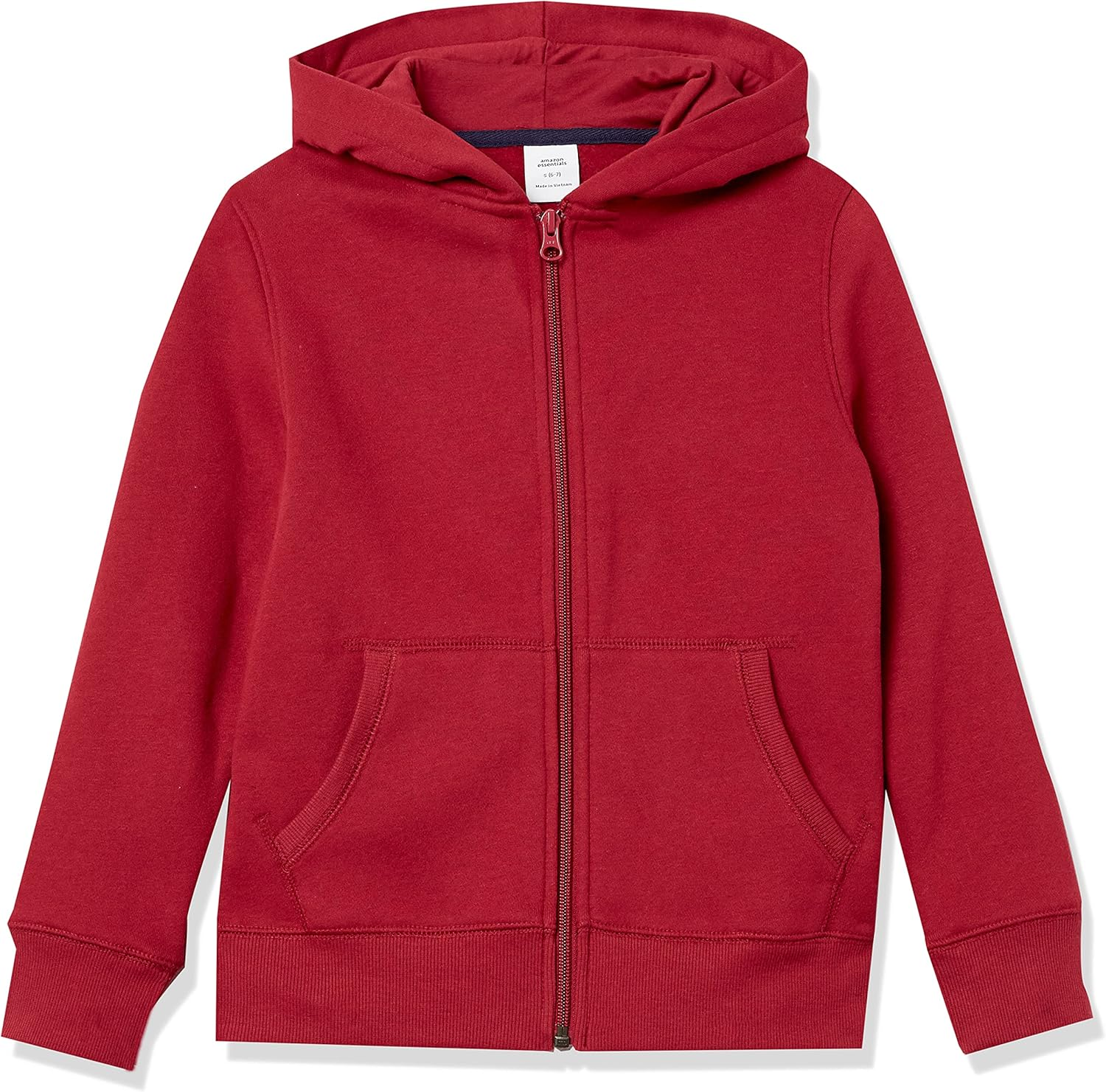 Amazon Essentials Boys' Fleece Zip-Up Hoodie Sweatshirt, Maroon, Medium image number 3
