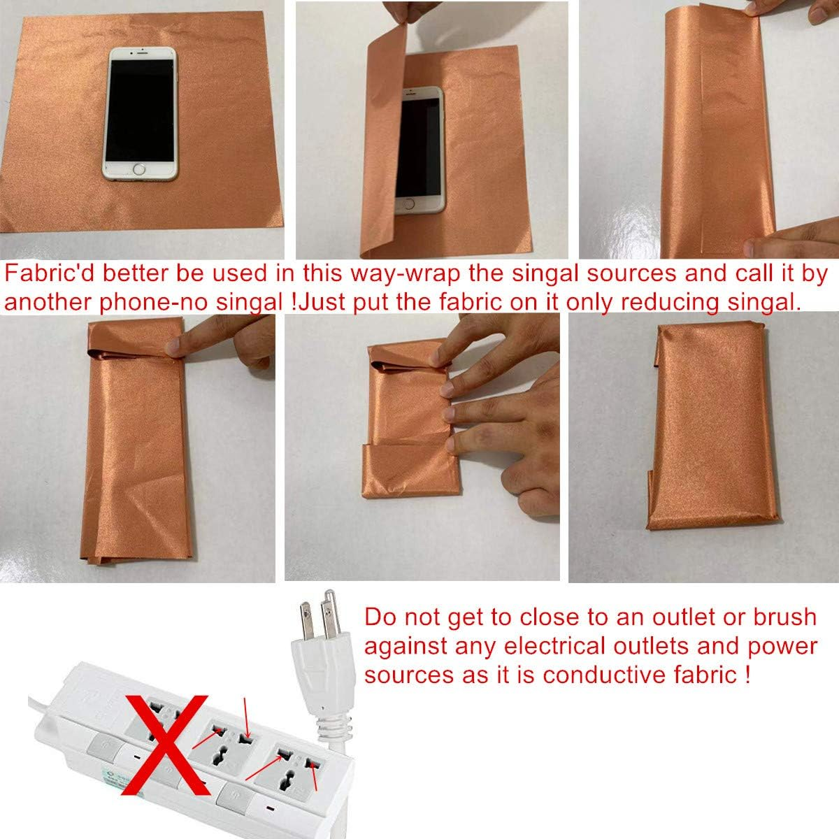 Pure Copper Fabric Blocking Rfid/Rf-Reduce EMF/EMI Protection Conductive Fabric for Smart Meters Prevent from Radiation/Singal/Wifi Golden Color 78"X43" Inch image number 1