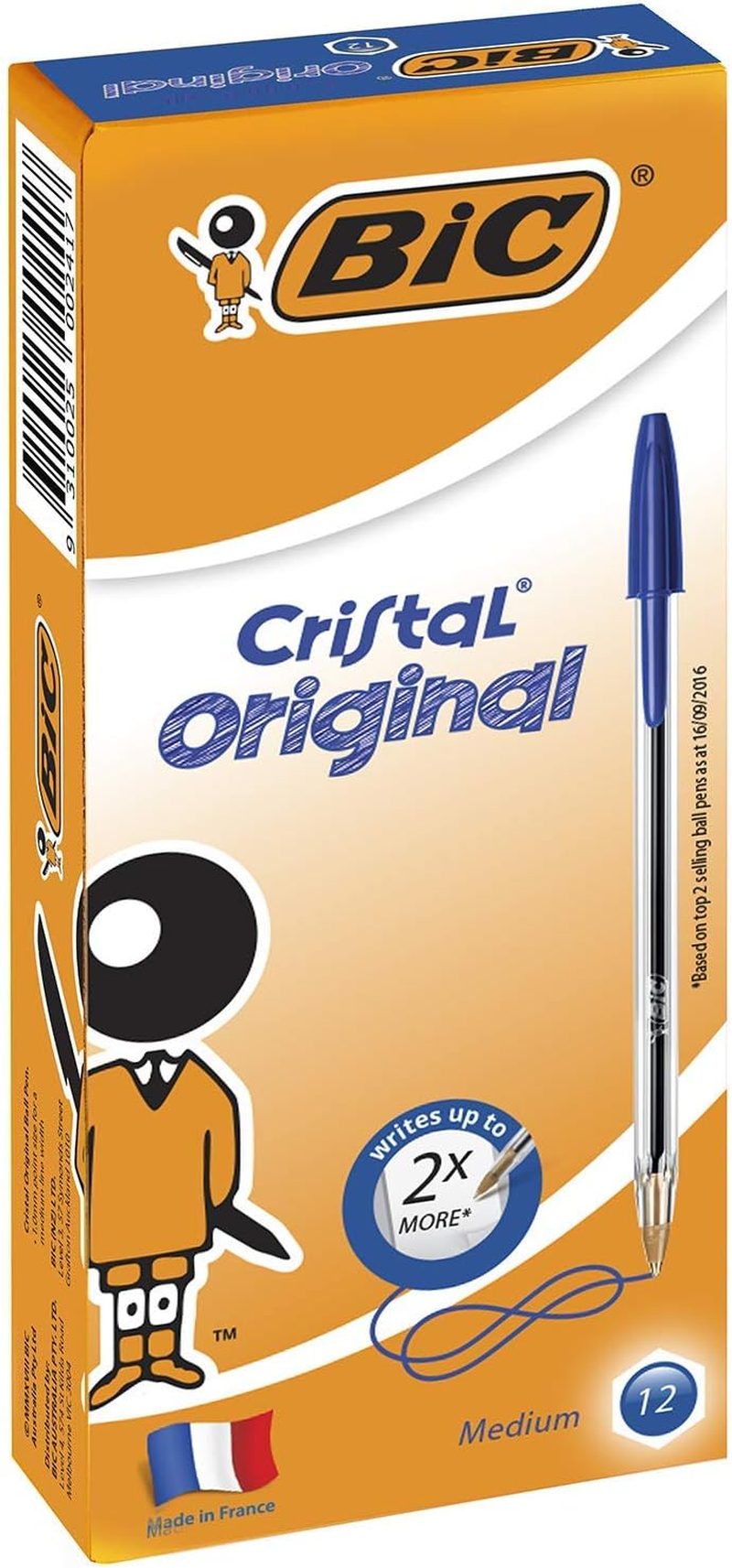 BIC 954376 Cristal Original Ball Pens Medium Point (1.0 Mm) - Blue, Box of 12 image number 1