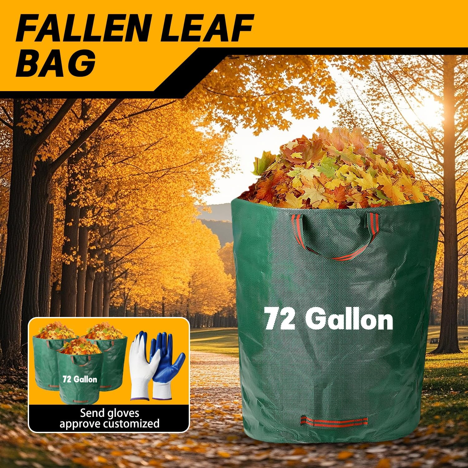Garden Waste Bags 3 Pack (272L) &ndash; Reusable Garden Waste Bags, Heavy Duty Green Waste Bags, Garden Bag with Reinforced Handles for Leaves, Grass Clippings & Garden Rubbish, Garden Bags. image number 5