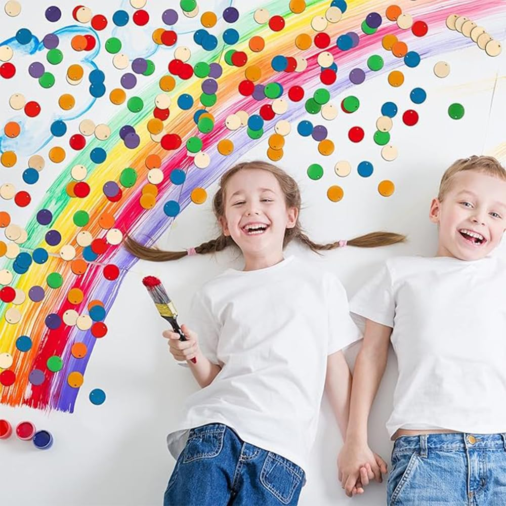 Wooden round Pendants, 200 Pieces, Unfinished Craft Discs with Holes for DIY Projects, Decorations image number 3