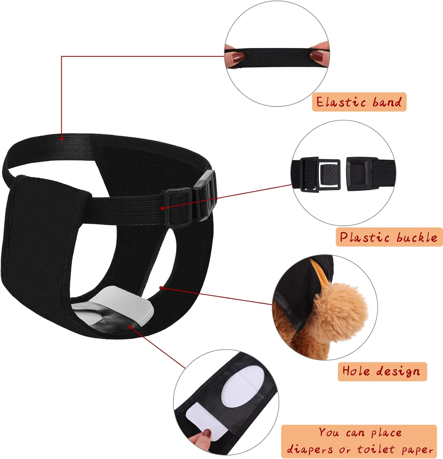 2 Pack Dog Sanitary Nappies Dog Underwear, Washable Wraps Panties for Female Pets, Dog Menstruation Underwear Dog Sanitary Nappies Period Underpants for Small Medium Large Dog