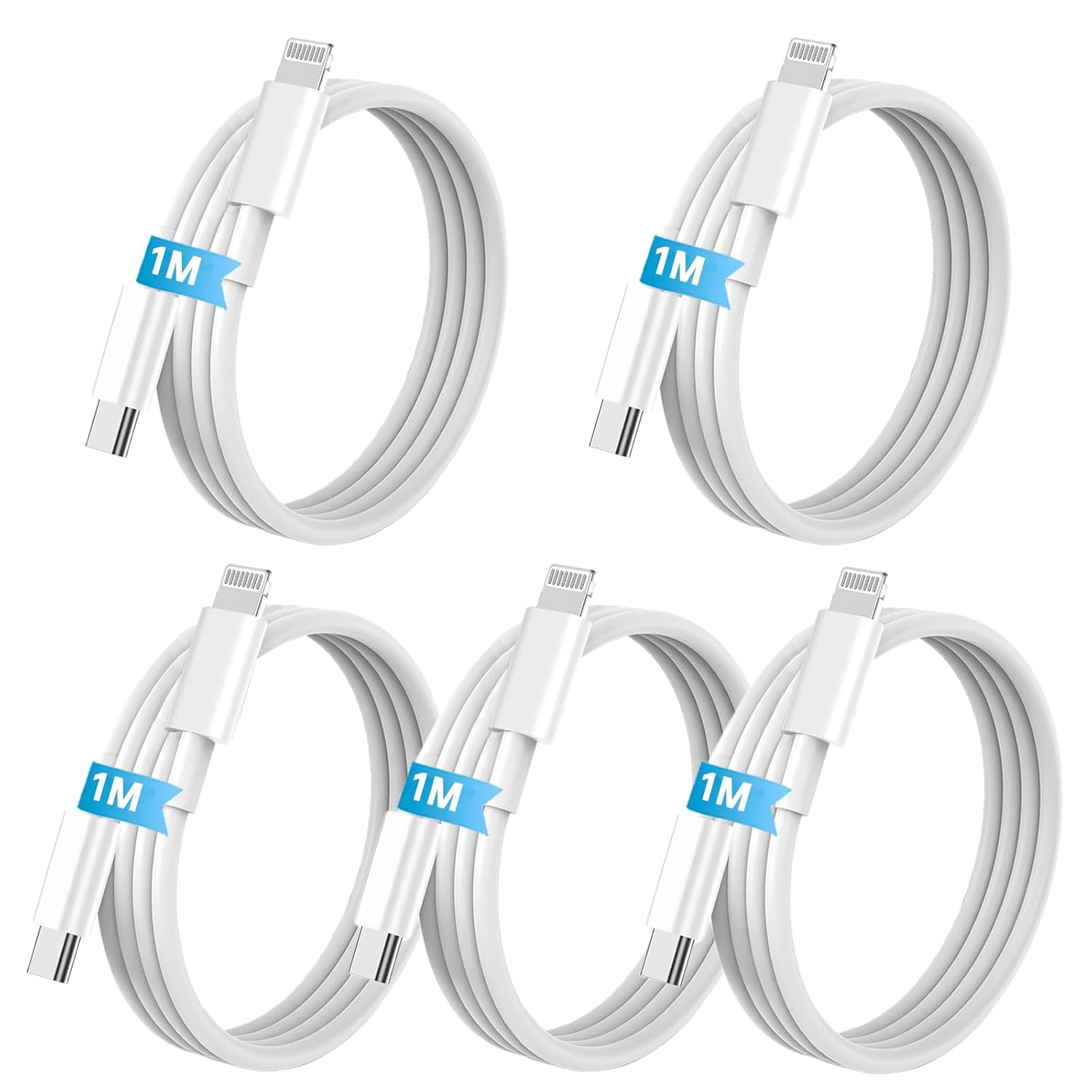 5Pack PD Fast Charging Cable, 【Mfi Certified, 1M*5】 Compatible with Iphone 14 13 12 11 Pro Max XS XR X 8 Plus, Pad, USB C to L Cable image number 4