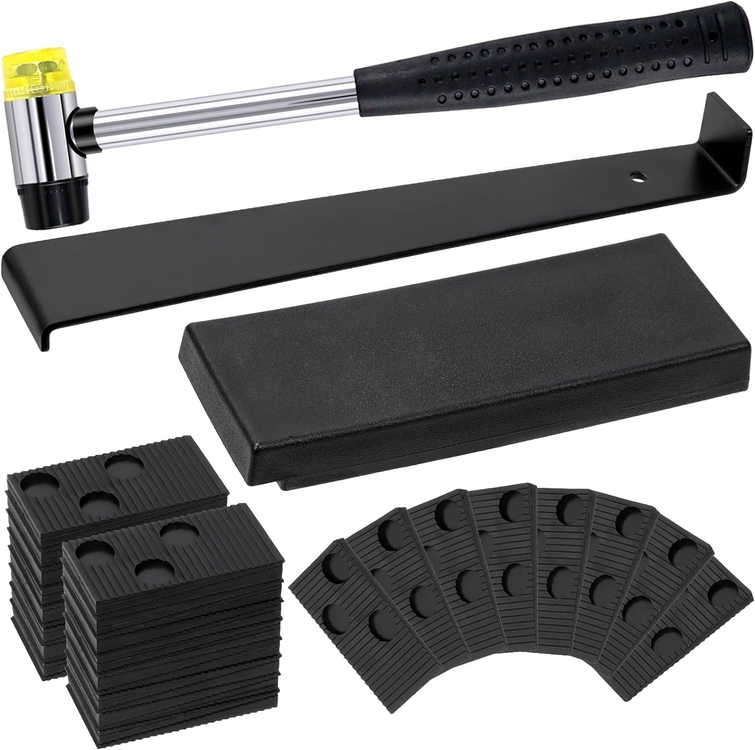 33Pcs Laminate Wood Flooring Installation Kit with Reinforced Double-Faced Mallet, Heavy Duty Pull Bar, Tapping Block and 30-Piece Spacers Included,Multicolor image number 3