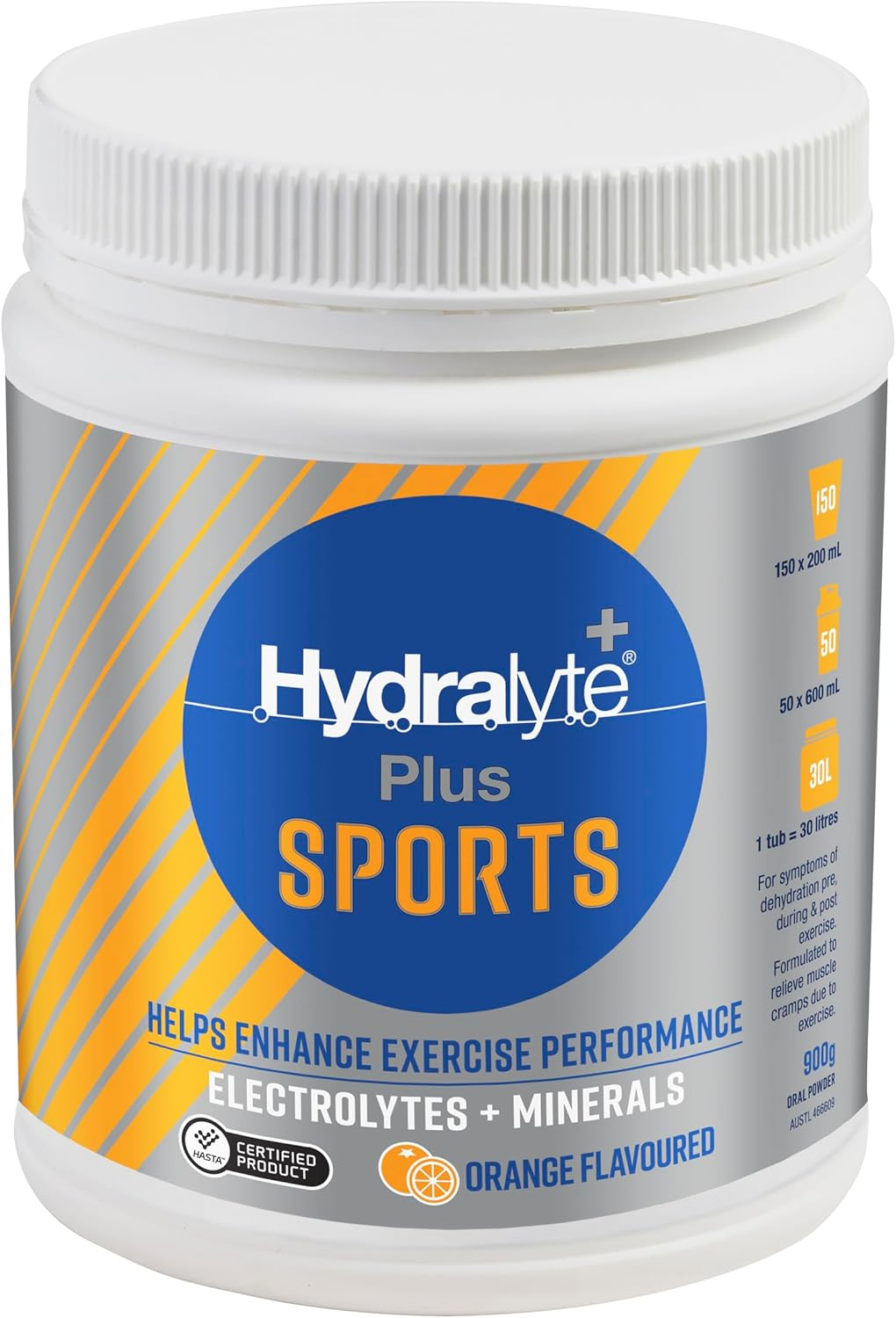 Hydralyte plus Sports Orange Flavoured Powder 900G image number 3