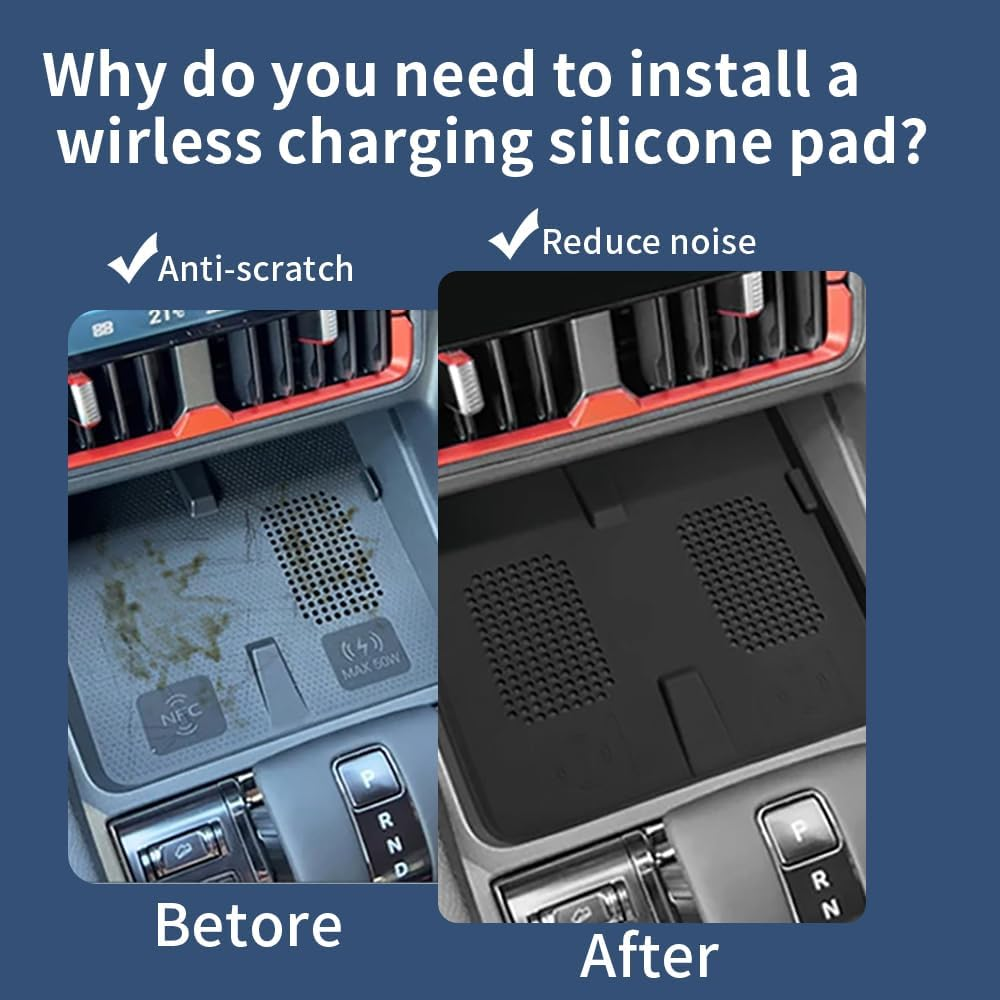 Black Scratch Resistant and Noise Reducing Wireless Mobile Phone Charging Silicone Pad - Designed for BYD Shark 6 Pickup Center Console, Pickup Truck Part image number 5