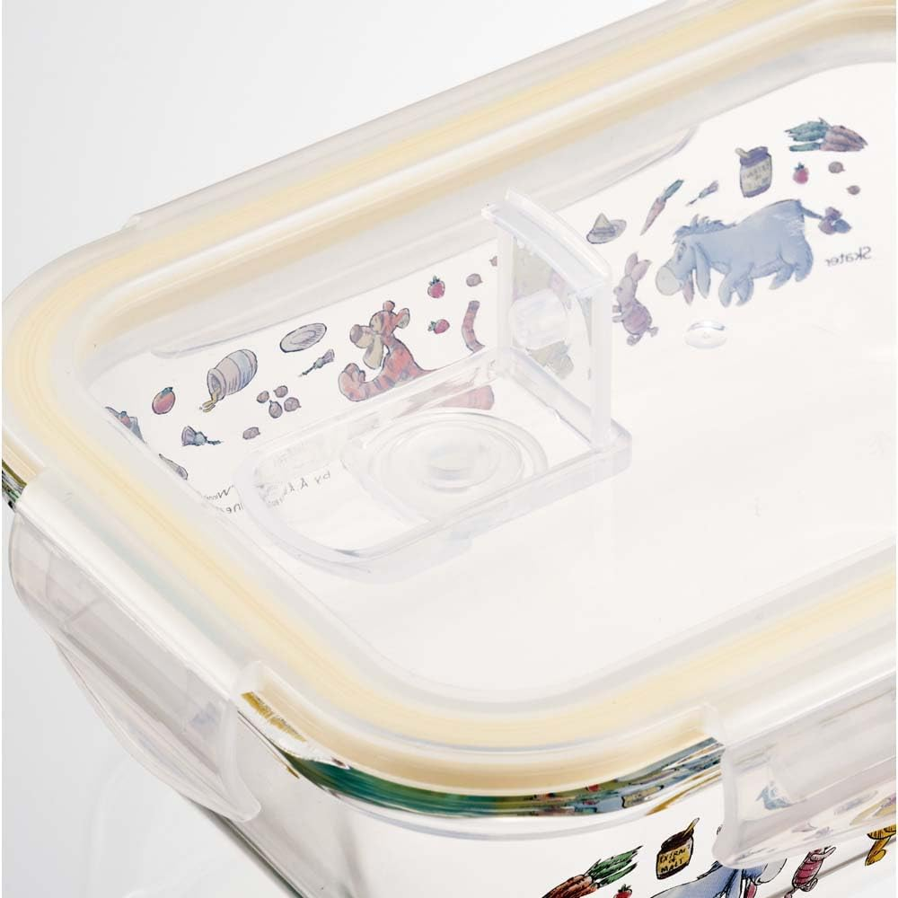 Skater GBST7-A Heat-Resistant Glass Storage Container, Disney, Winnie the Pooh, Picnic, 22.0 Fl Oz (650 Ml), Medium, Oven, Microwave, Dishwasher Safe, Lid Valve Included image number 1