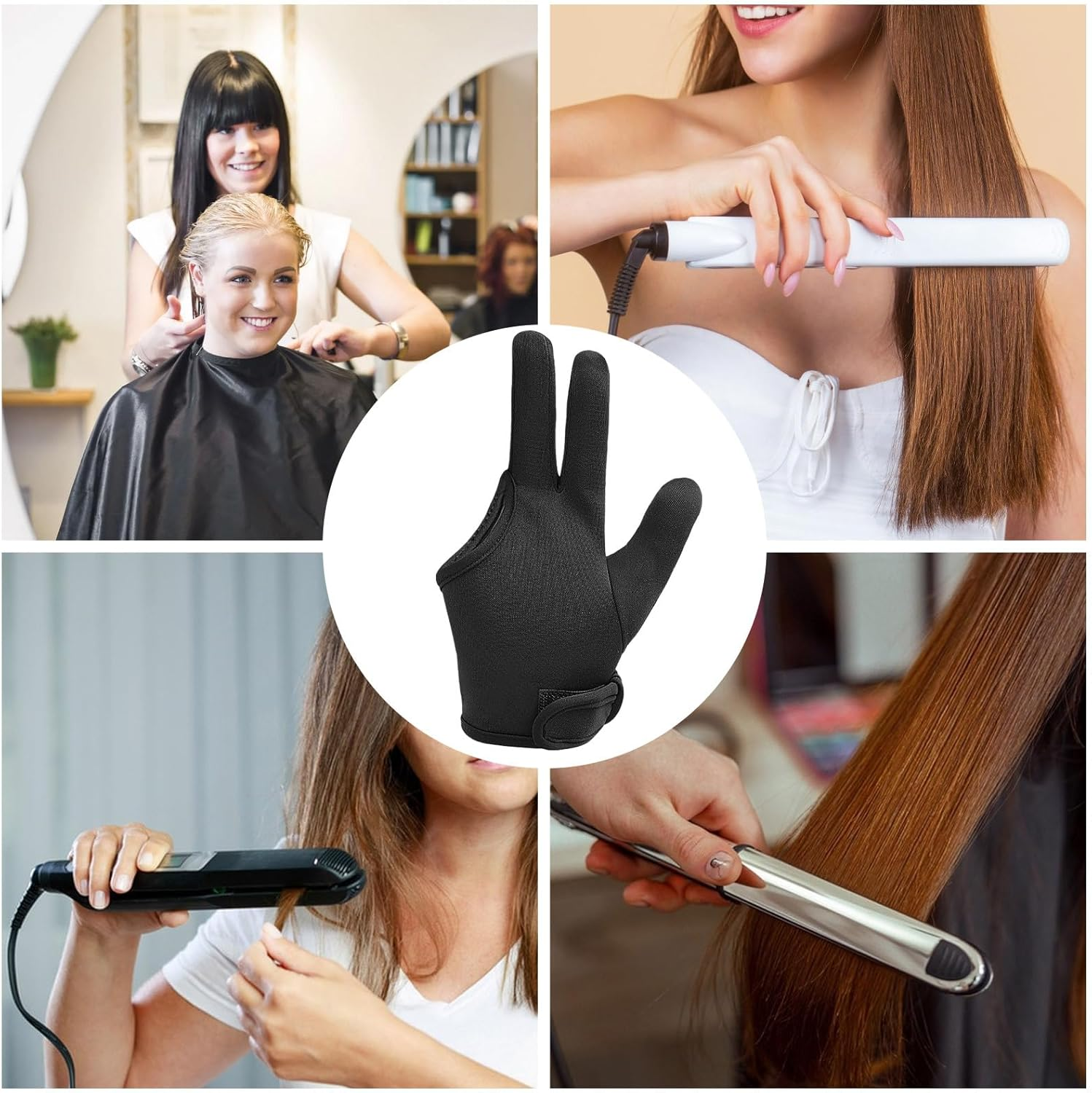 Curling Wand Gloves - 3 Finger Heat Resistant Elastic Mittens for Curling Wand | Machine Washable Comfortable Professional Hair Styling Tools for Hair Straighteners image number 5