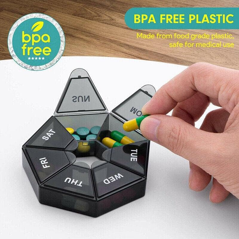 2PCS 7Day Pill Box Medicine Storage Tablet Container Case Organizer Dispenser, Durable PP Plastic, Easy-To-Read Date Labels, Portable 3.27X3.27X0.67 In image number 1