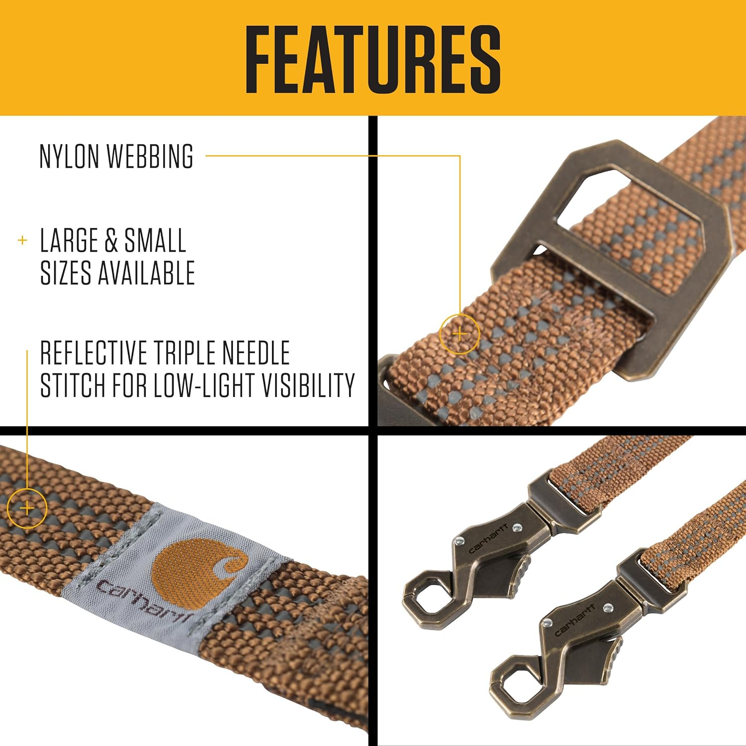 Carhartt Pet Durable Nylon Webbing Leashes for Dogs, Reflective Stitching for Visibility image number 4