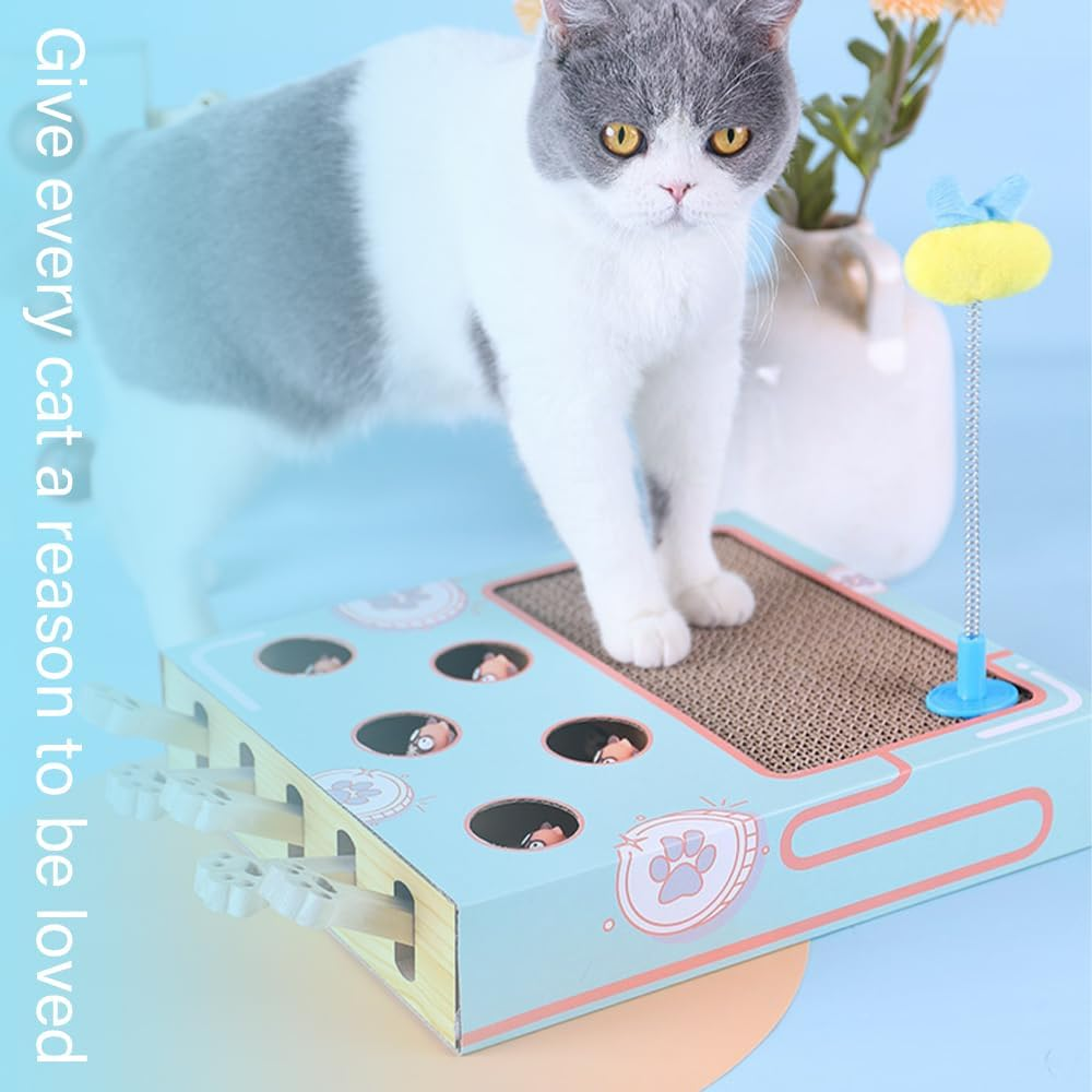 Interactive Cat Enrichment Tool,Kitty Puzzle Box,Kitty Scratching Board,Cat Claw Sharpening Pad, with Spring,Pet Interactive Tool,Bring Fun, Relieve Boredom and Train IQ image number 5