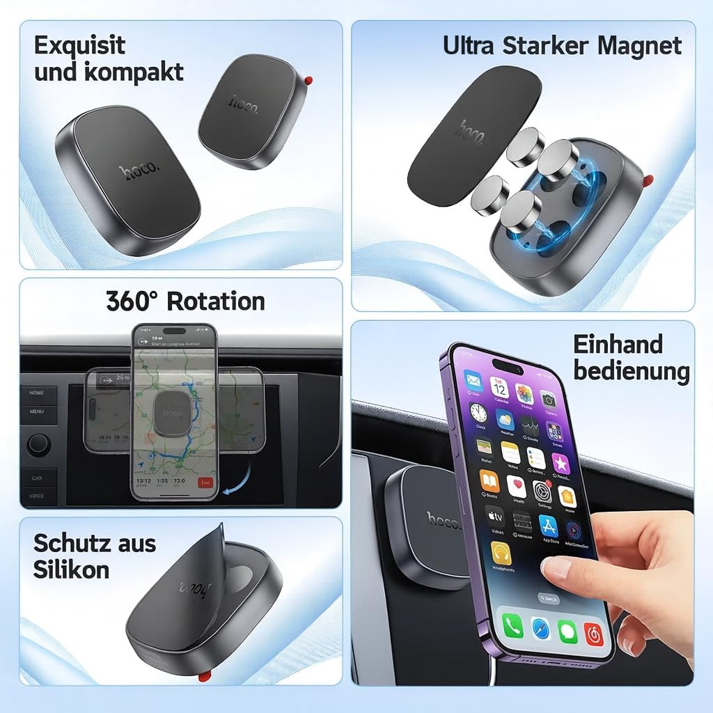 Magnetic Mobile Phone Holder Car Mobile Phone Holder Suitable for Apple Iphone 17 Air 16 Pro Max 16E 15 14 13 12 11 Mini plus X Xs XR 7 8 SE SE2 SE3 Magnetic Smartphone Holder with Metal Plate image number 3