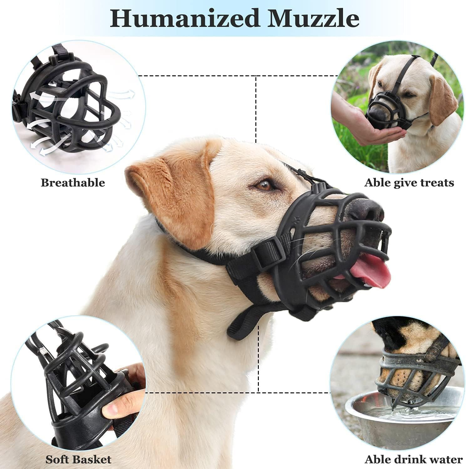 Dog Muzzle, Soft Basket Muzzle for Medium Large Dogs, Best to Prevent Biting, Chewing and Barking (5#) image number 2
