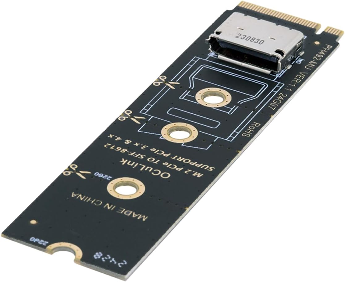 CY Card 2280 PCI-E4.0 M.2 M-Key to Oculink SFF-8612 SFF-8611 Vertical Host Adapter for NVME U.2 SSD Egpu image number 4