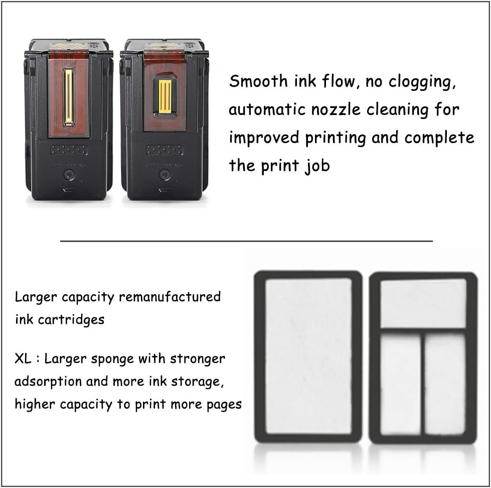 Compatible for Canon PG-645XL CL-646XL Ink Cartridges MG2460 MG2560S MG2960 MG3060 MX496 TS3160 TS3360 TS3460 TR4560 TR4665 Printer Combo Pack 1 Black 1 Tri-Color image number 2