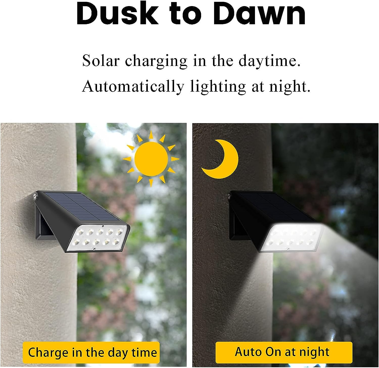 Patio Wall Light Solar Powered, Dusk-To-Dawn Light Sensor Deck Lights, 2-Mode 90&deg; Rotatable, Outdoor Wireless Security Lights Waterproof, Solar Spotlight for Porch, Garage, Fence, 2-Pack image number 4