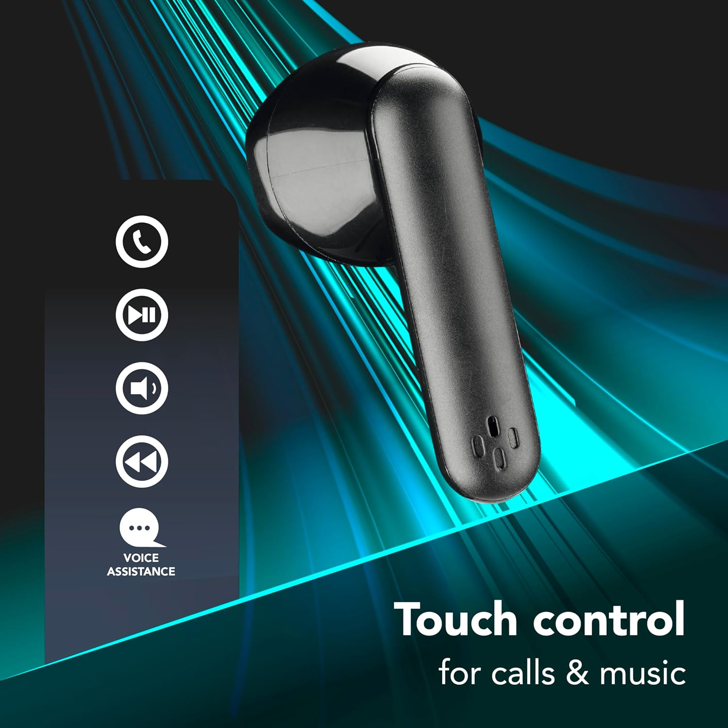 Cellularline | Seek PRO | Wireless Earbuds with Charging Case - Fast Charging: 45 Minutes - LED Display: Remaining Charge Indicator - Playtime: 15 Hours - Black