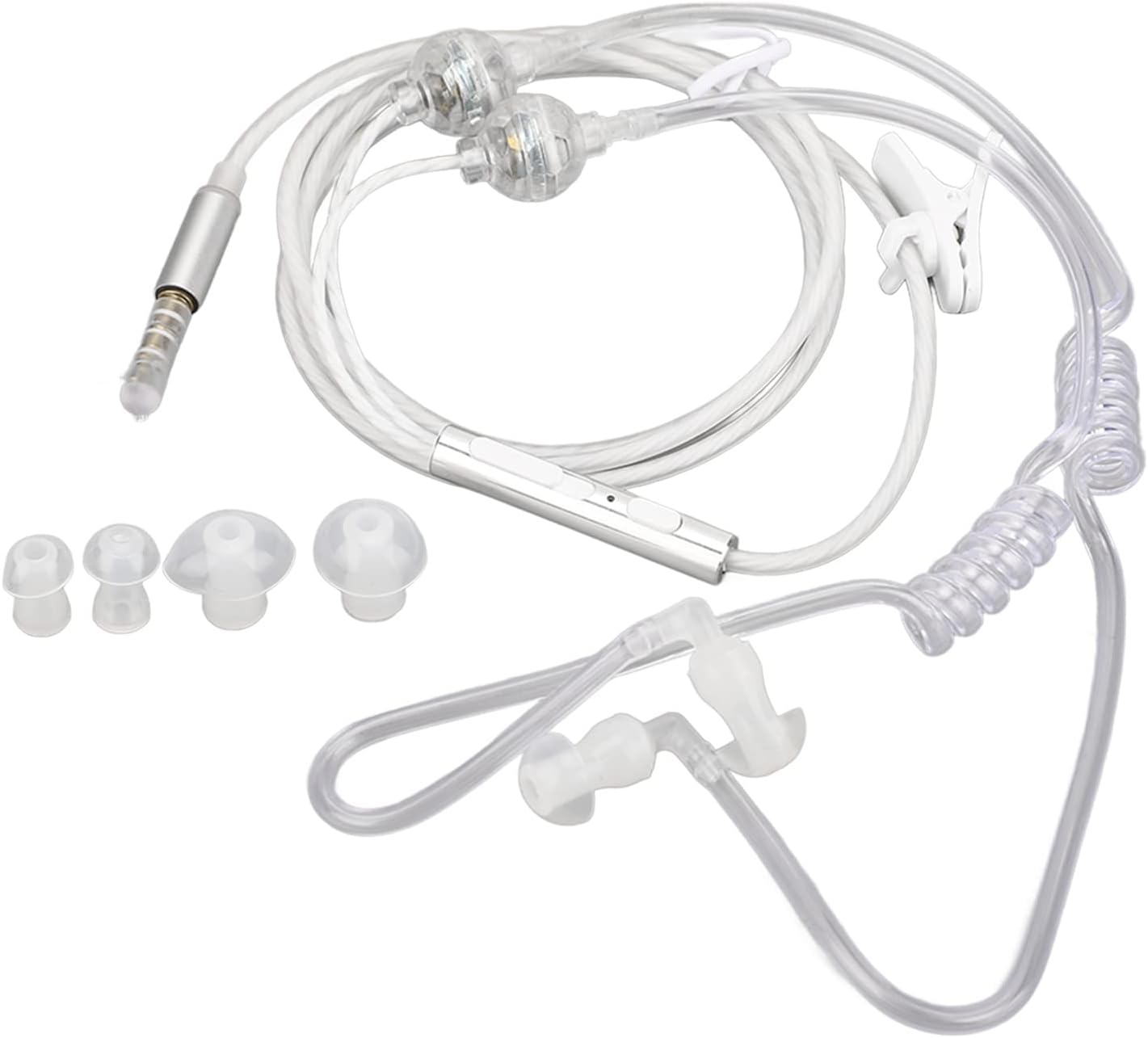 Vikye Air Tube Earphones, 3.5 Mm Ergonomic Noise Reduction Air Tube Earphones, Radiation-Free Portable Binaural Headset Headphones for Laptop Tablet (White)