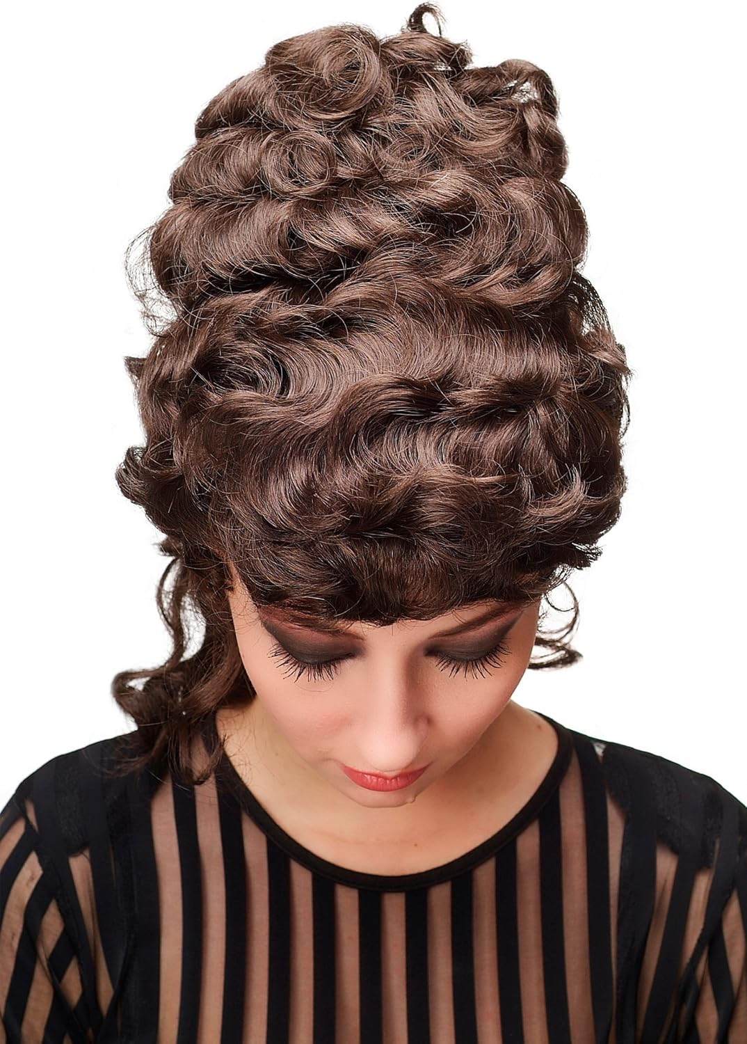 WIG ME up - L.Colonial.Lady-6 Historic Lady Quality Wig Baroque Victorian Colonal Era Beehive Ringlets Curled Chocolate Brown