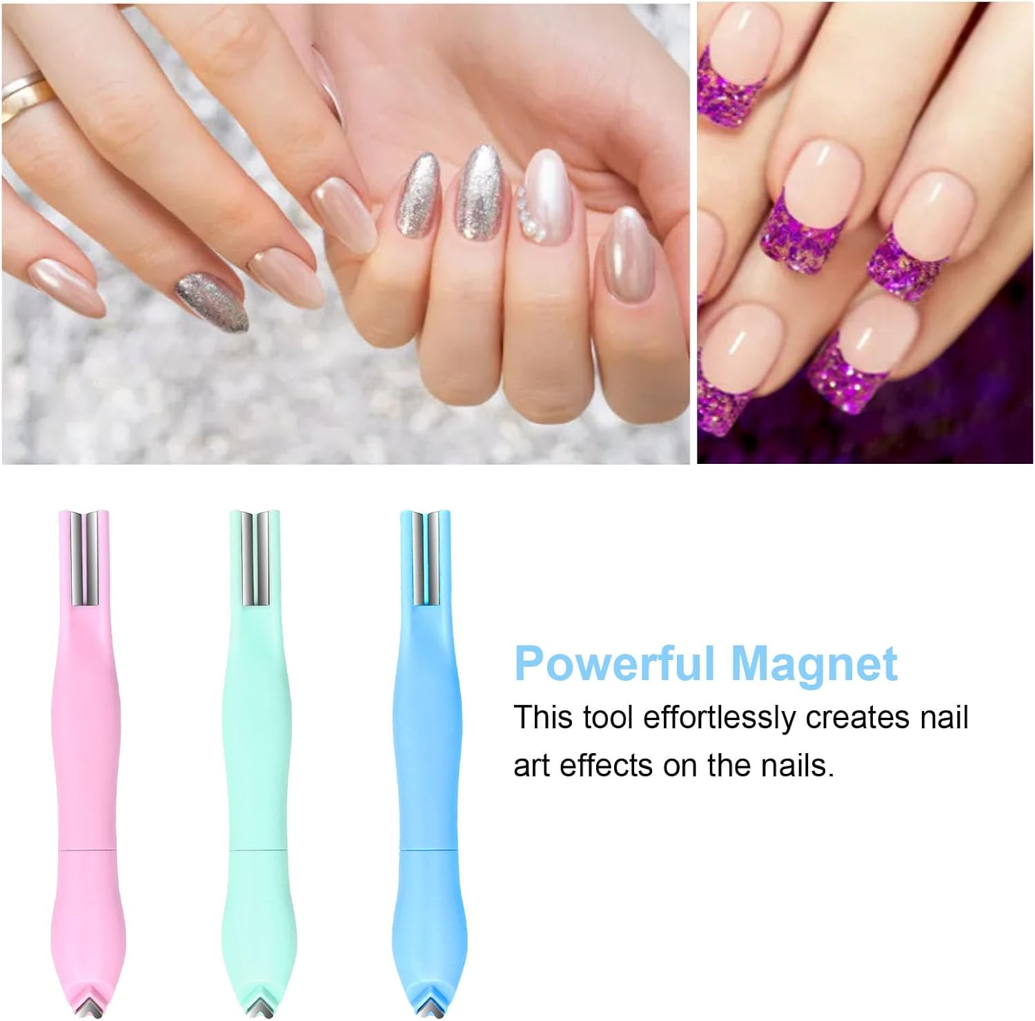 Pongnas Cat Eye Nail Magnet, 3 in 1 Design, Magnetic Nail Art Pen with Strong Magnet for Home Salon, Professional Nail Art (Dark Blue) image number 1