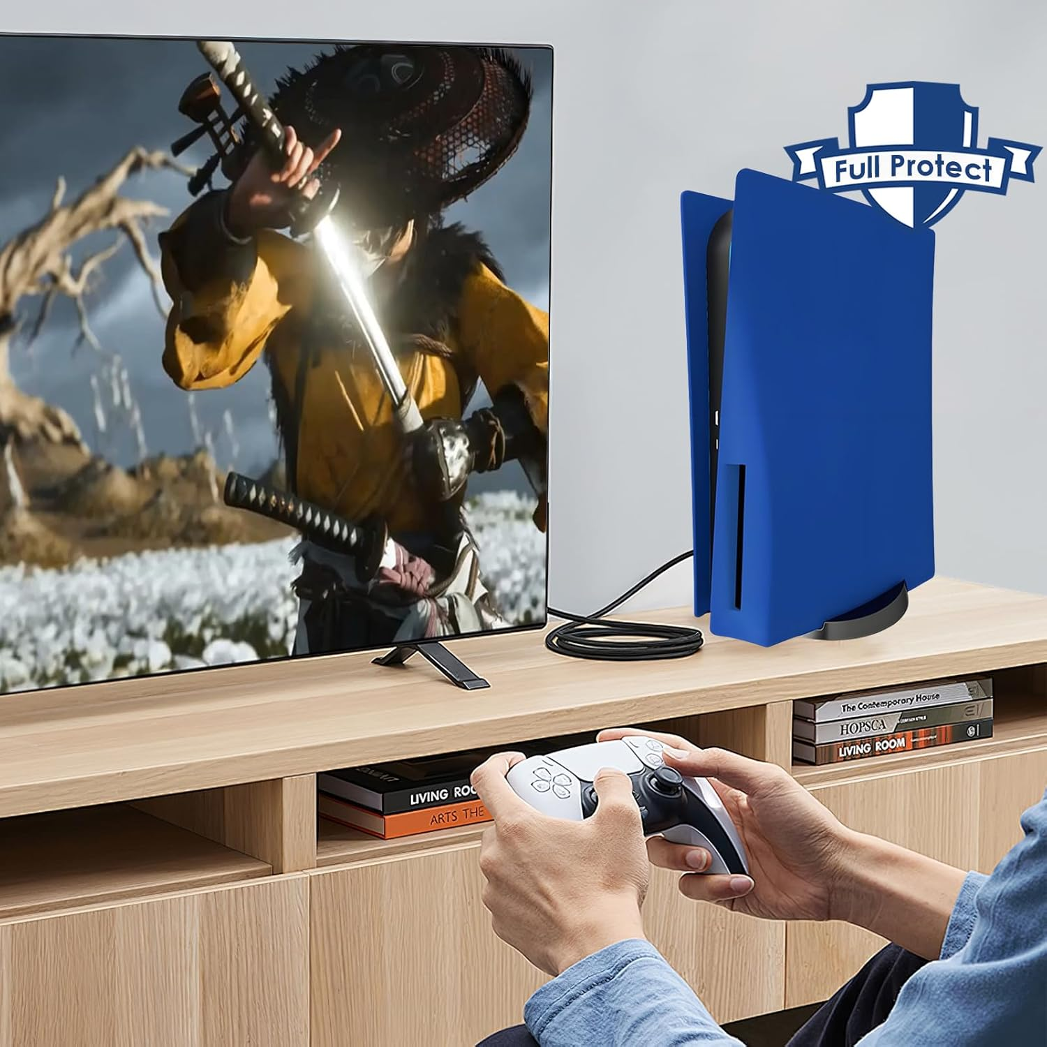 Replacement Skin Cover Shell for PS5 Digital Edition, Megadream Anti-Scratch Dustproof Protective Shell Cover Replacement Plate Shell for Sony PS5 Console Digital Edition - Blue image number 5