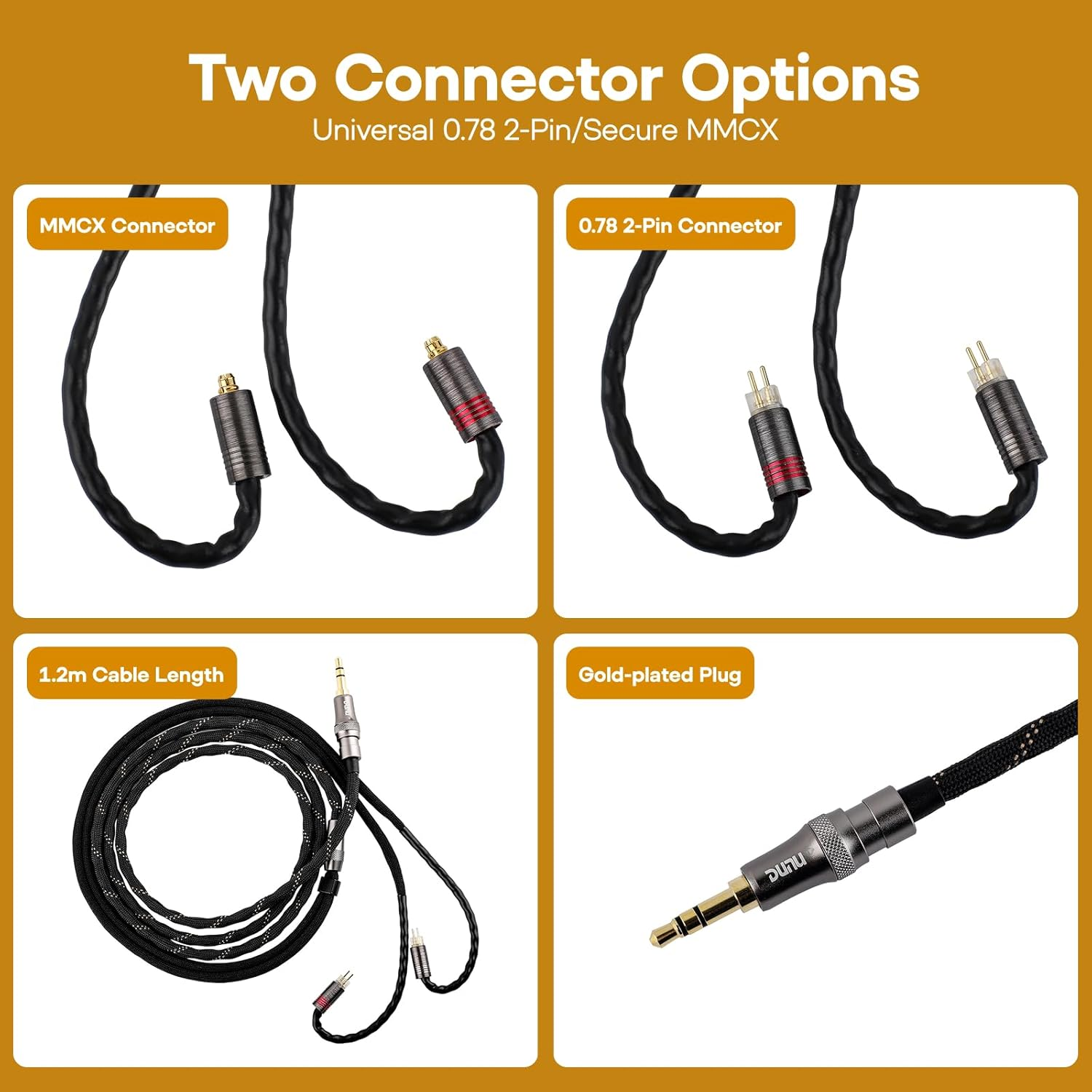 Linsoul DUNU Lyre Mini 24AWG 240-Strand High-Purity OCC Upgraded Hifi Audio Earphone Cable with Q-Lock Mini Plug System for Audiophile Musician (MMCX) image number 5