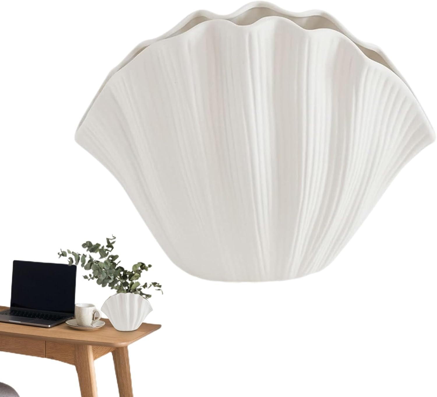 Shell Vase - Sea Shell Pots | Coastal Shell Vase for Home Decor, Uniques Ceramic Seashell Flower Vase for Living Room, Oceanss Seashell Vase for Bookshelf, Mantel