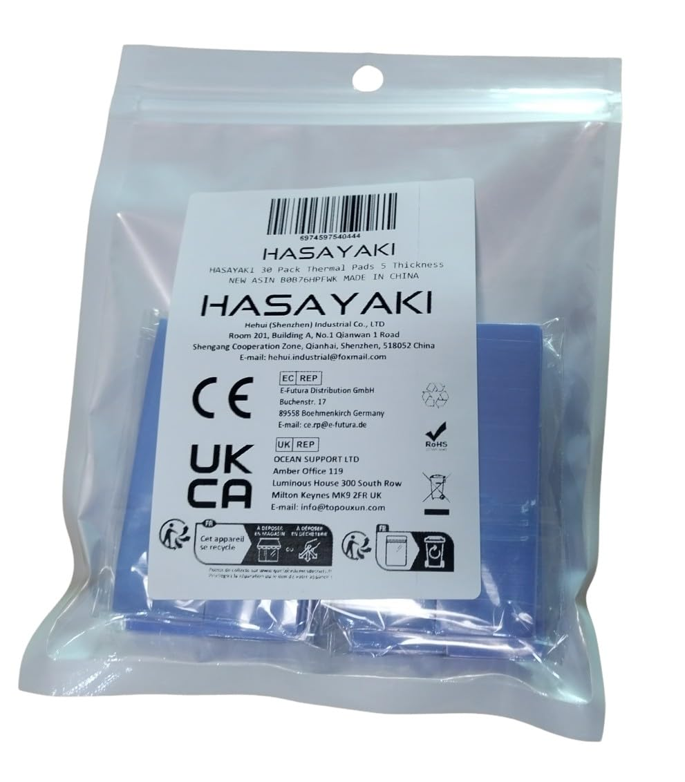 30 Pack Thermal Pads, 20&times;67 Mm by 5 Thickness 0.5 | 1 | 1.5 | 2 | 3 Mm, Thermal Conductivity 2.0 W/M.K, Self-Adhesive & Soft, Ideal for Repairing and Cooling Electronics image number 4