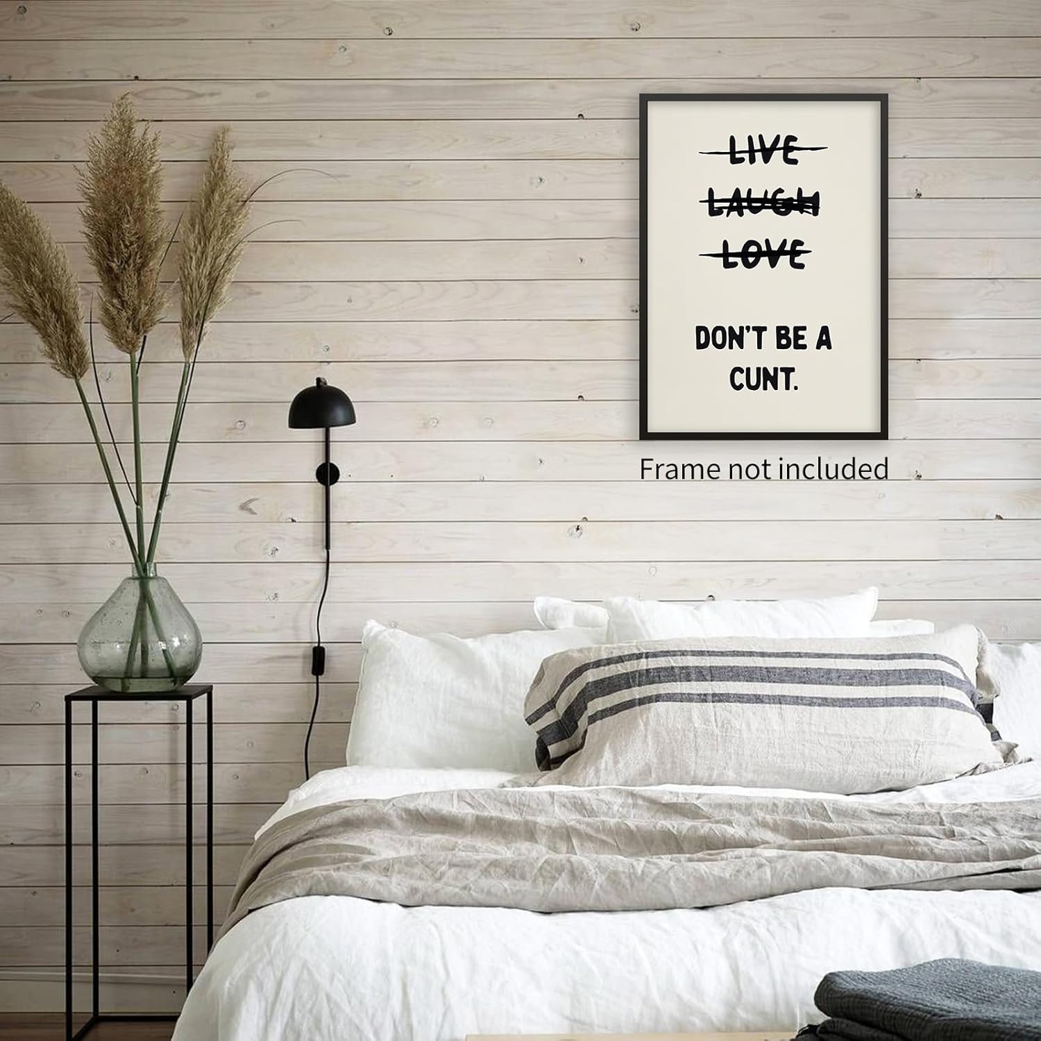 Funny Quotes Wall Decor Live Love Laugh Wall Art Retro Beige Poster Sweary Rude Prints Don'T Be a Canvas Painting for Living Room Bedroom 12X16 Inch Unframed