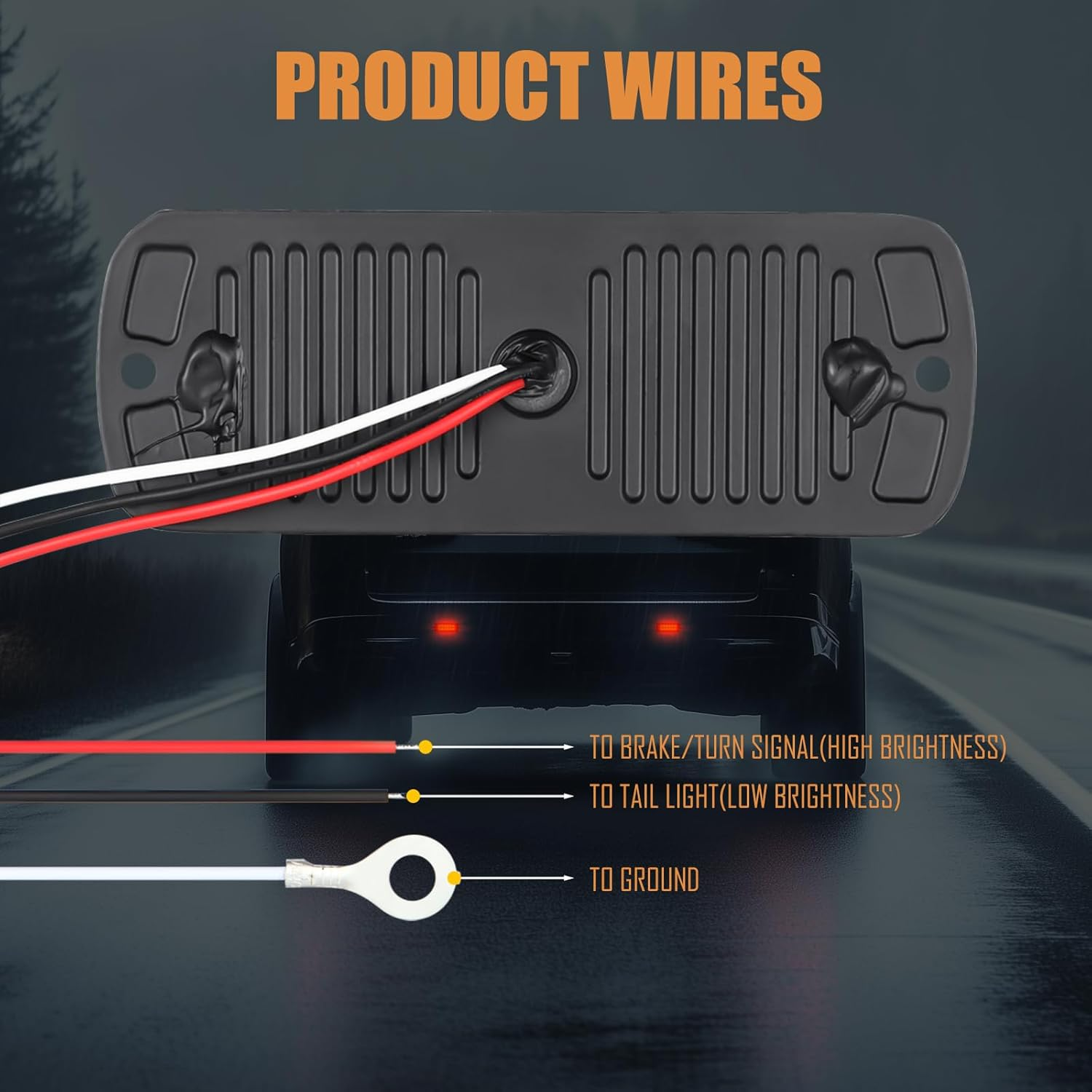 AT-HAIHAN Pack of 2 Aluminum Housing Red LED Trailer Stop Brake Turn Tail Lights, DOT Compliant Waterproof Surface Mount Lighting for Truck Tractor Jeep RV image number 6